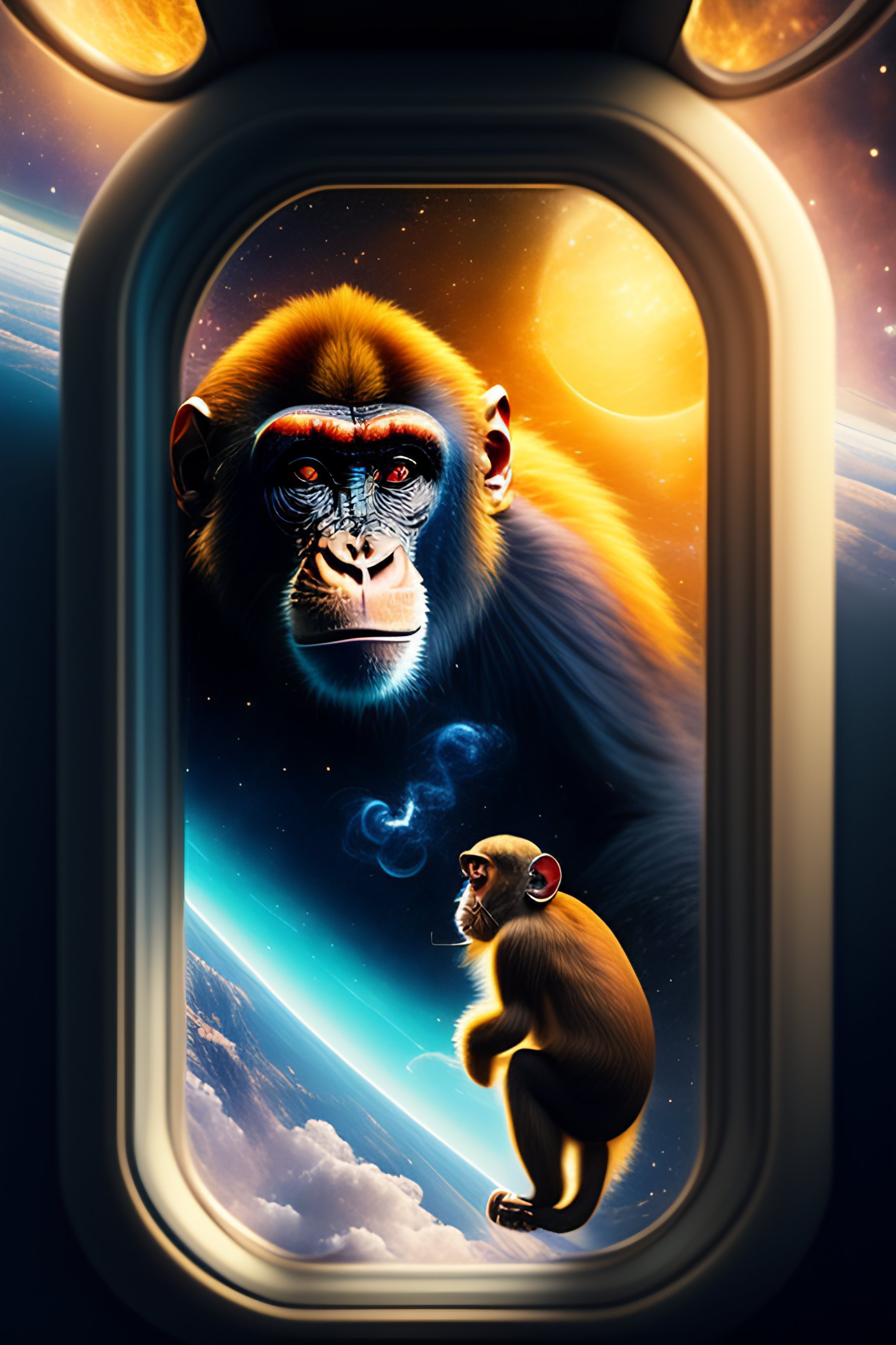 monkey smoking a cigarette in space Orion's Nebula - Space - Phone Case Funny Astronaut Monkey Smoking A
