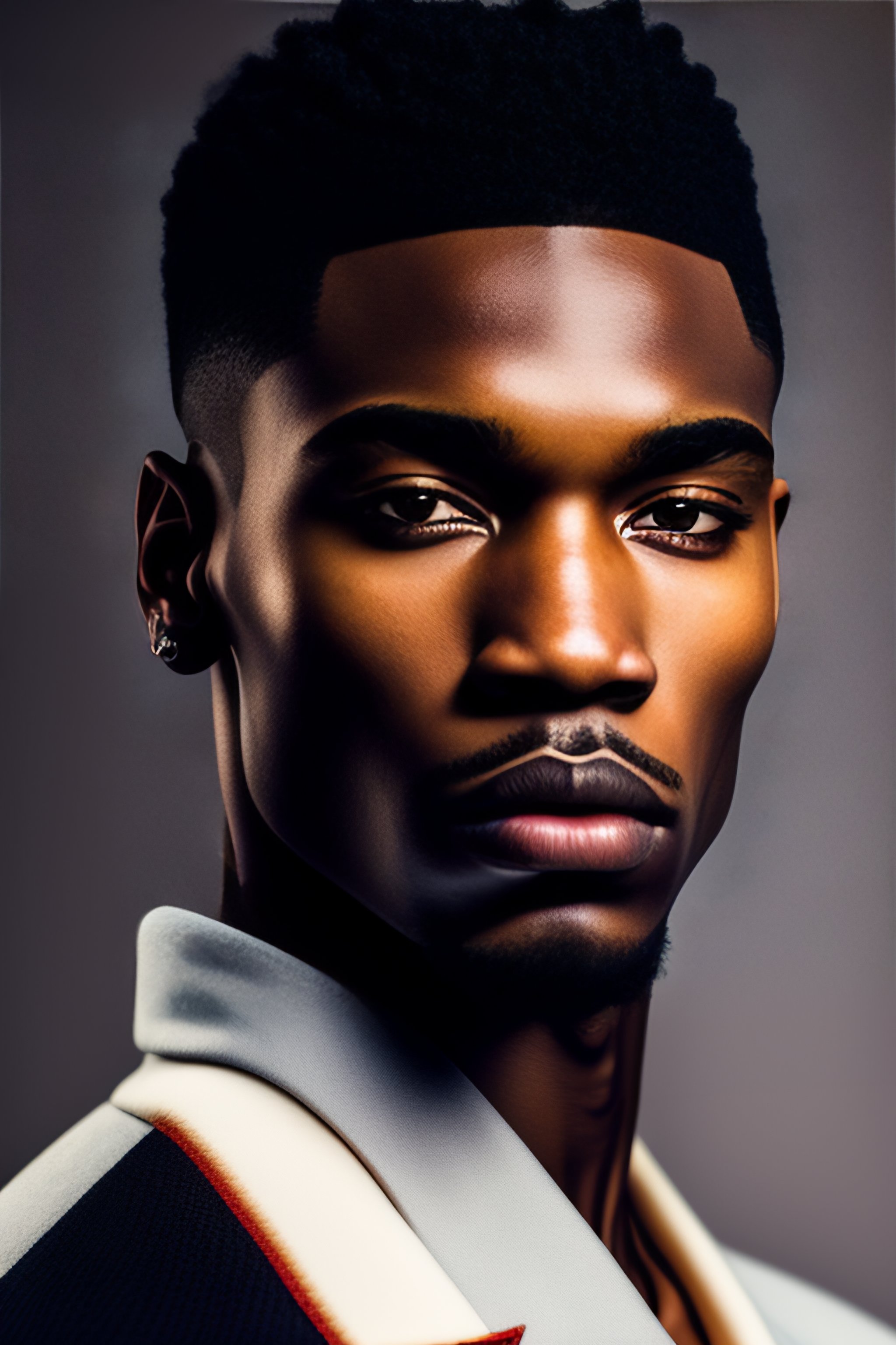 Lexica - Close-up Portrait of 24 year old black man, fashion editorial ...