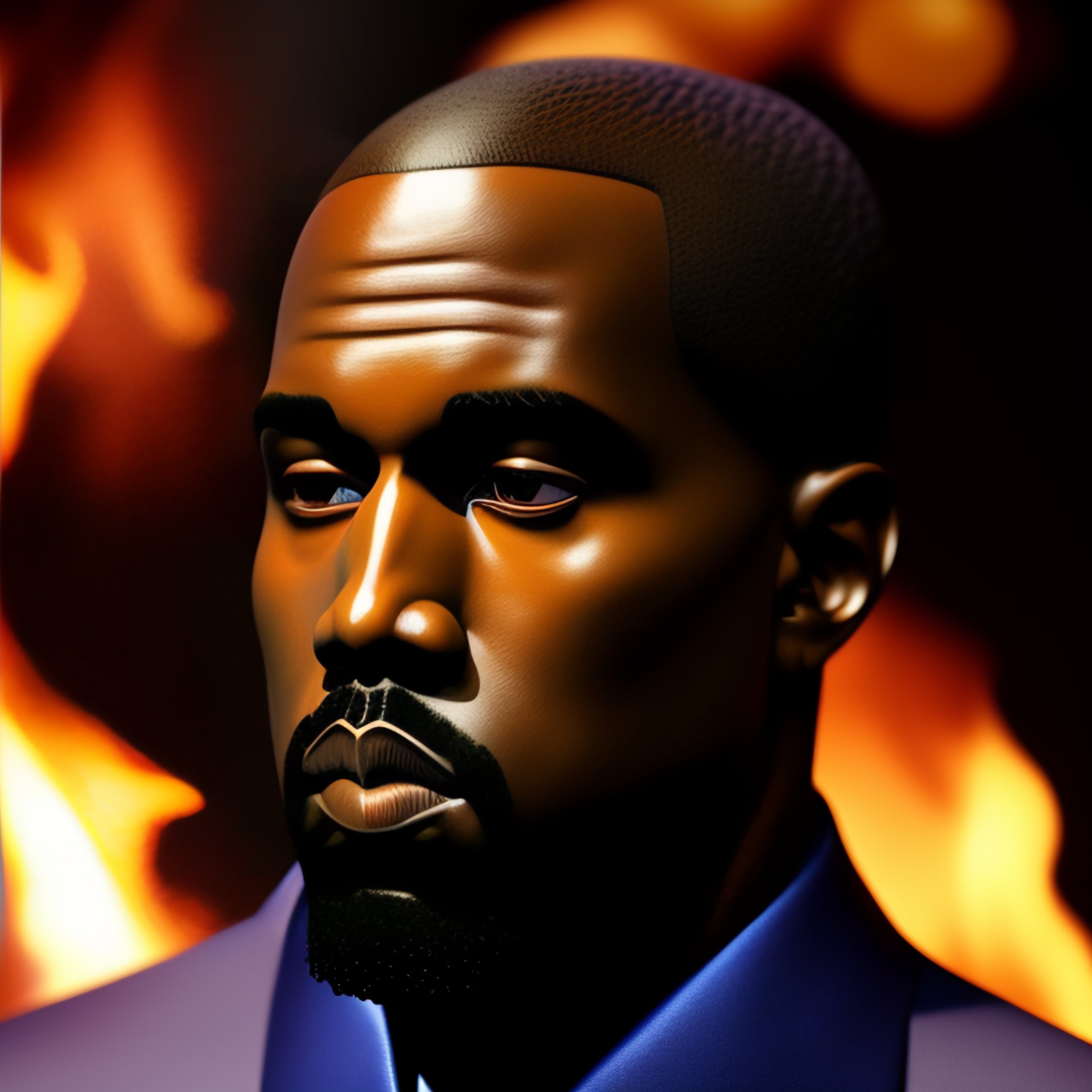 Lexica A melting wax figure of kanye west, madam tussaud's museum on fire