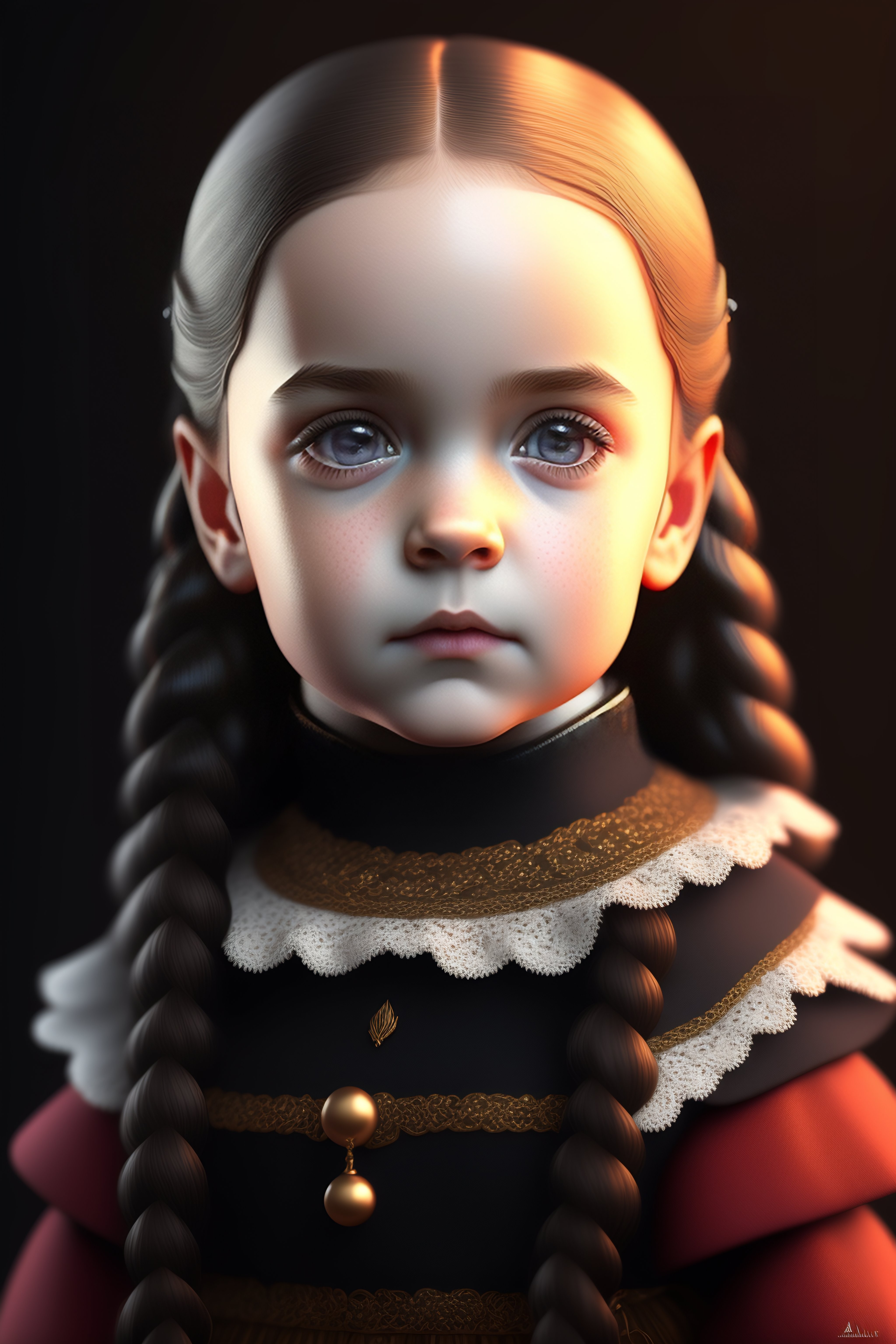 Lexica - Baby Wednesday Addams, Moonwalker, Render, Rembrandt 