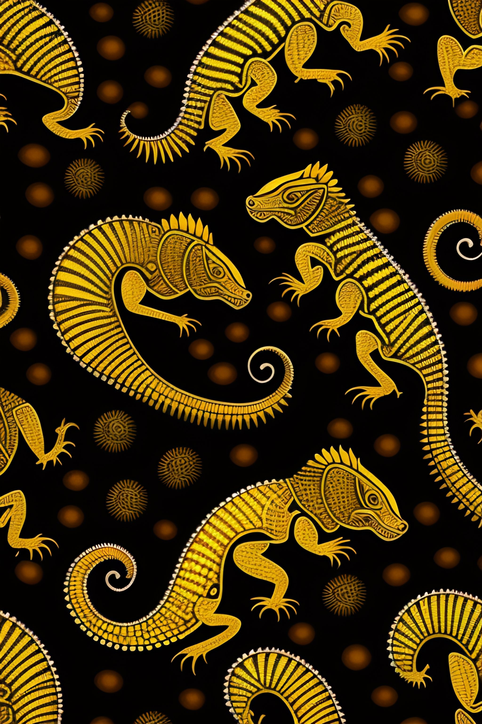 Lexica - African batik pattern of yellow and black lizards