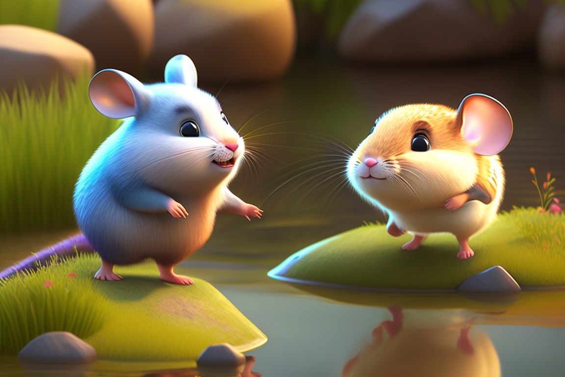 Lexica - Mouse and rabbit, 3d pixar, having an idea jumping contest in ...