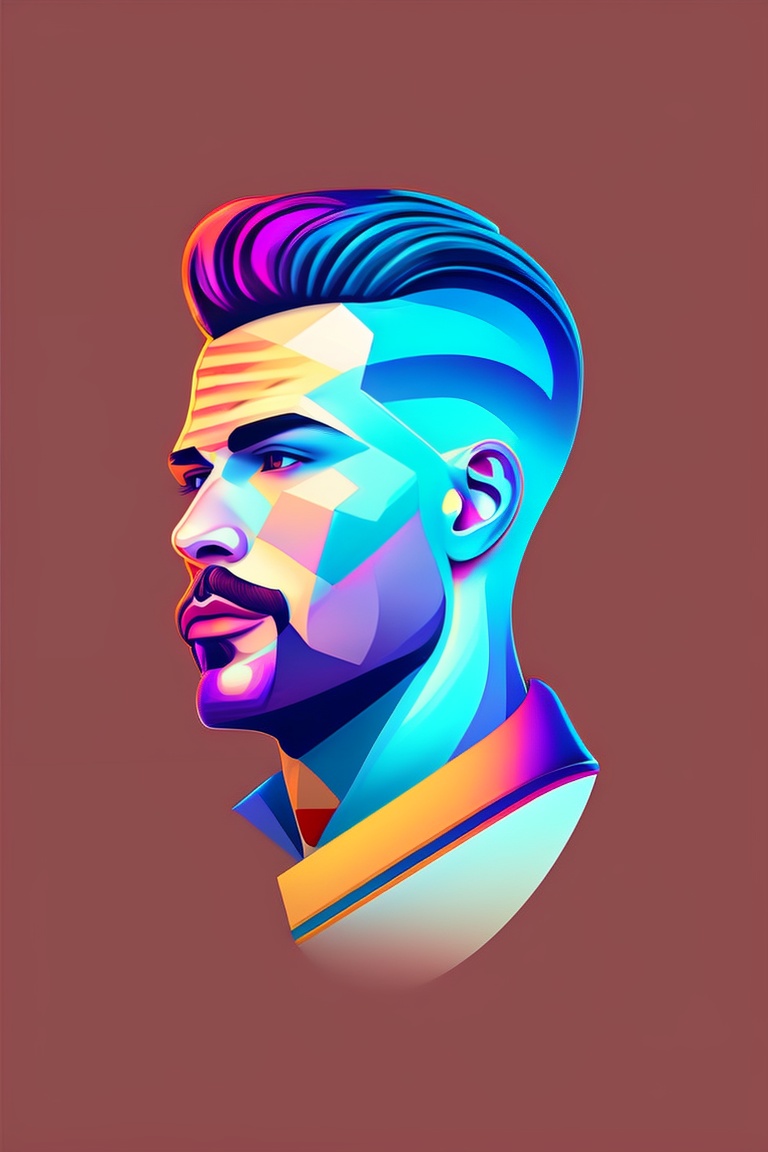 Lexica - T-shirt graphic design art, flat illustration of a man's face ...