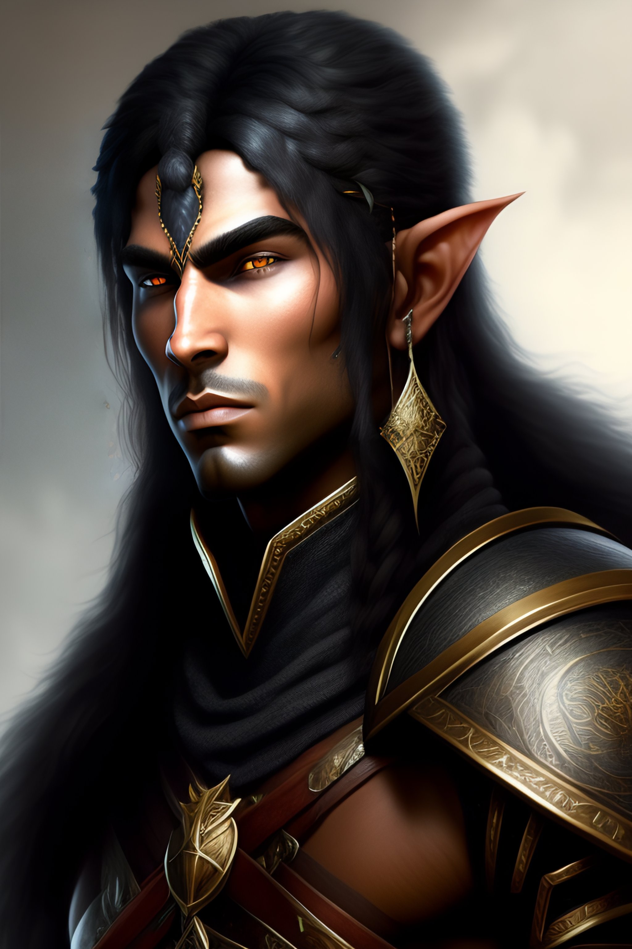 Lexica Male Elf Warrior With Black Hair Detailed Fantasy