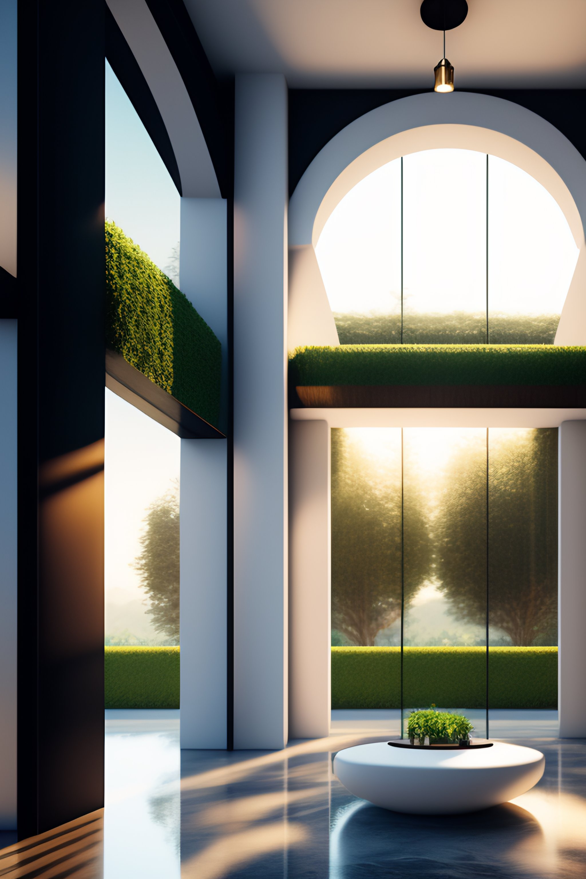 Lexica - Codominium lobby interior surreal perspective, use white ...
