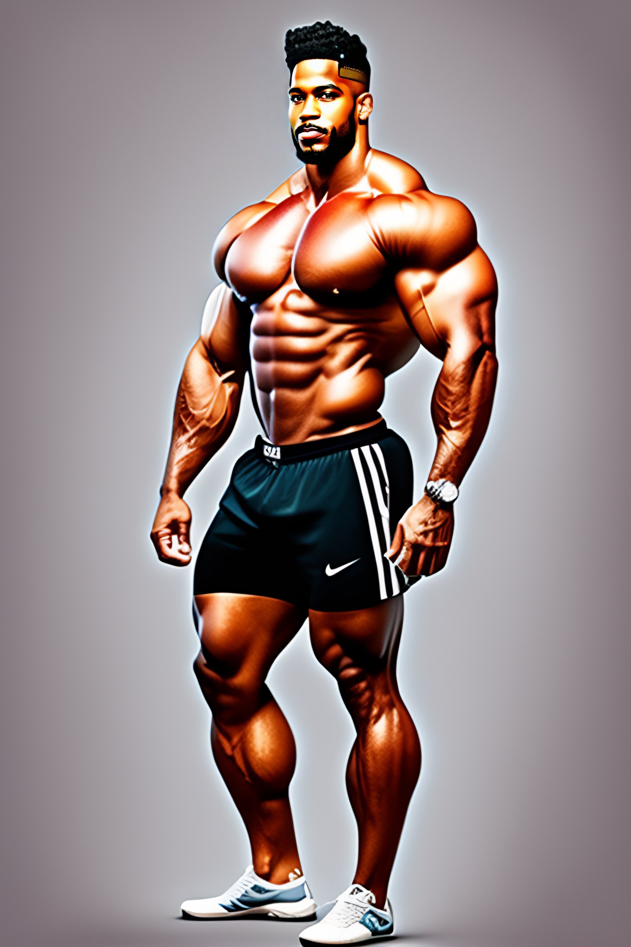 Lexica - Handsome muscle man with headphones drawing whole body