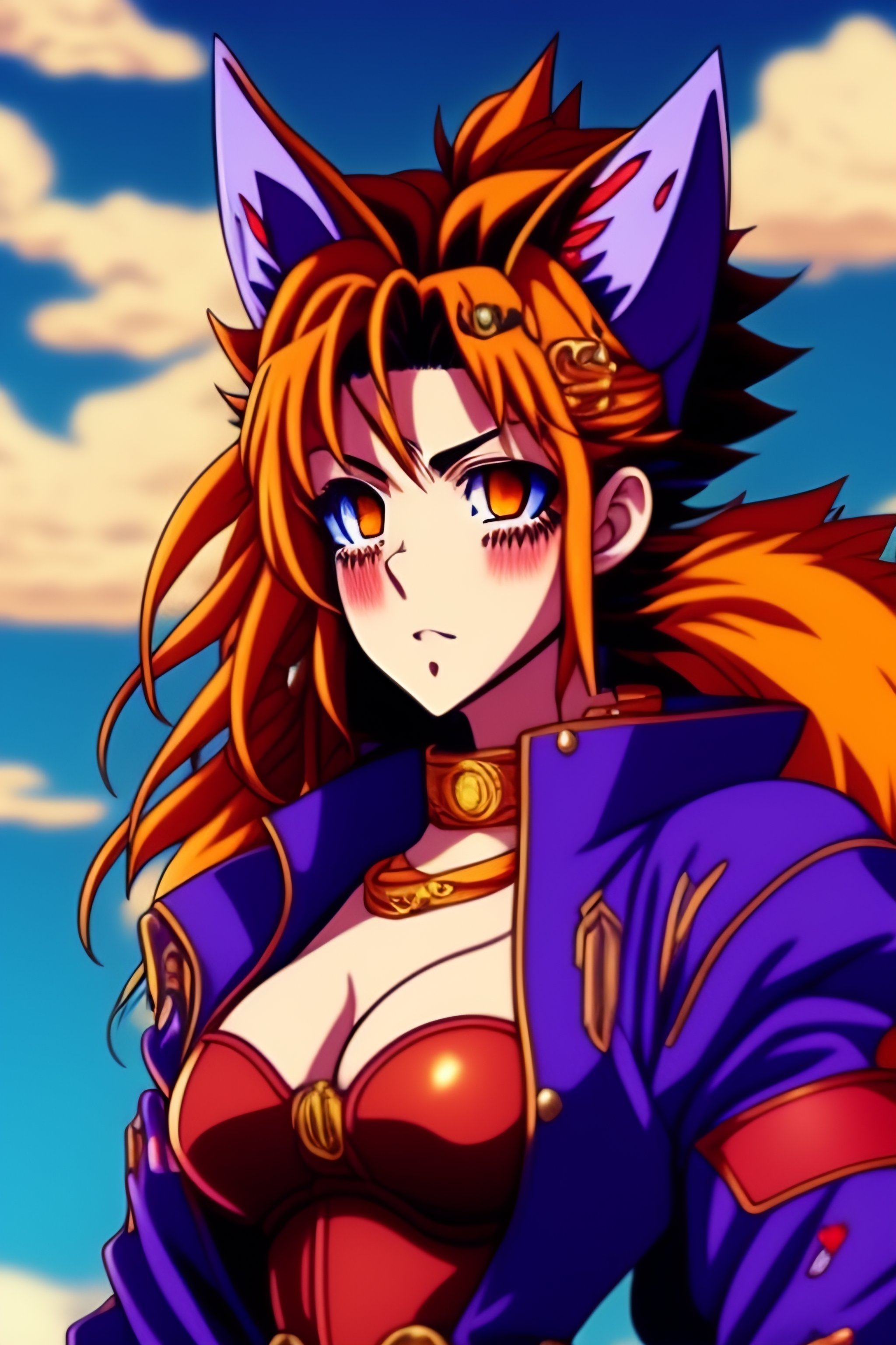 Lexica - 90’s anime style 2D werewolf steampunk.