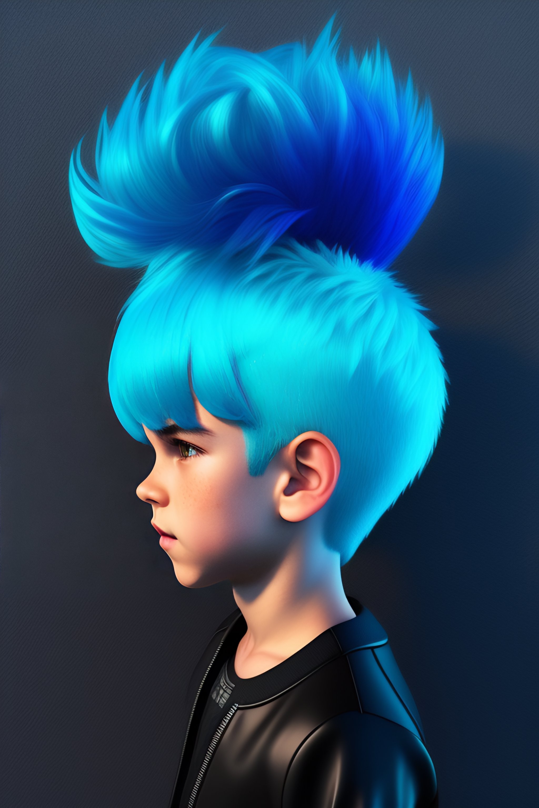 Lexica - Blue Hair Boy In Black Zipper Top, Pixar Style, 3d Style ...