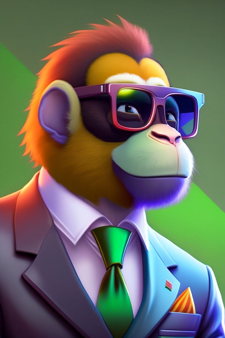 Lexica - Discord profile picture of a monkey wearing sunglasses and a suit,  looking to the side, cool, relistic