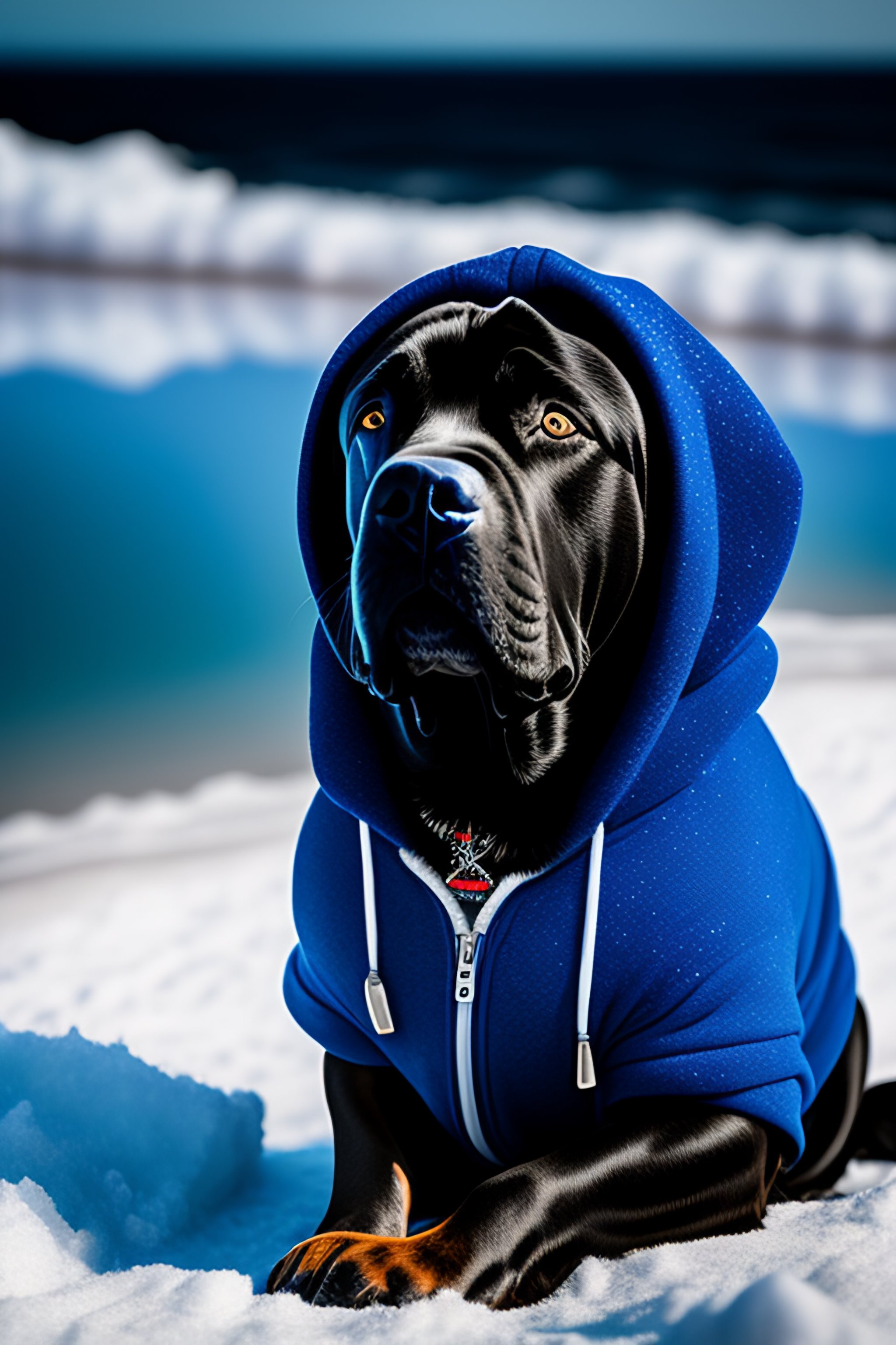 Black cane corso in 2024 snow