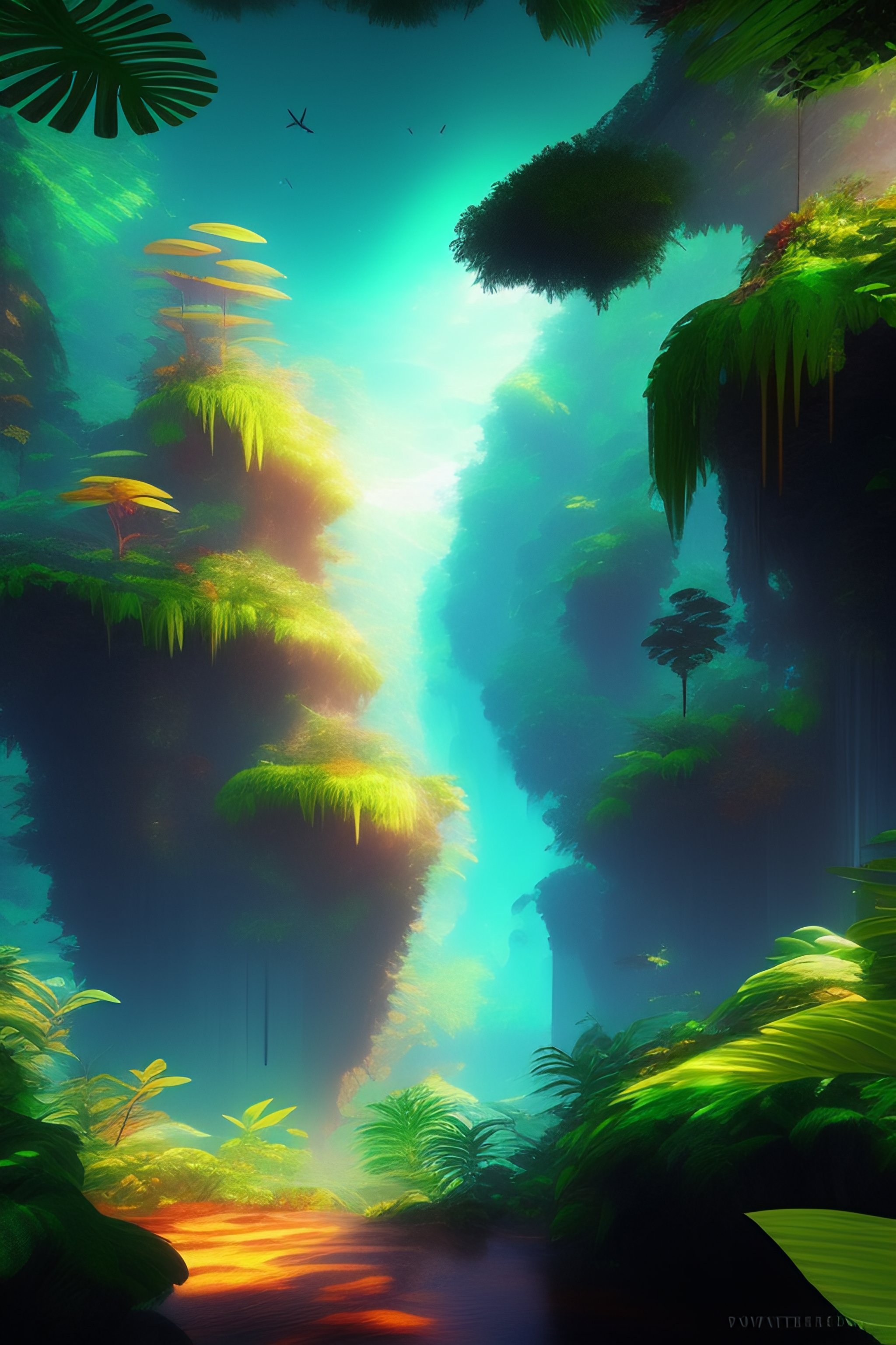 Lexica Vibrant fantasy, photorealistic, beautiful jungle, hyper