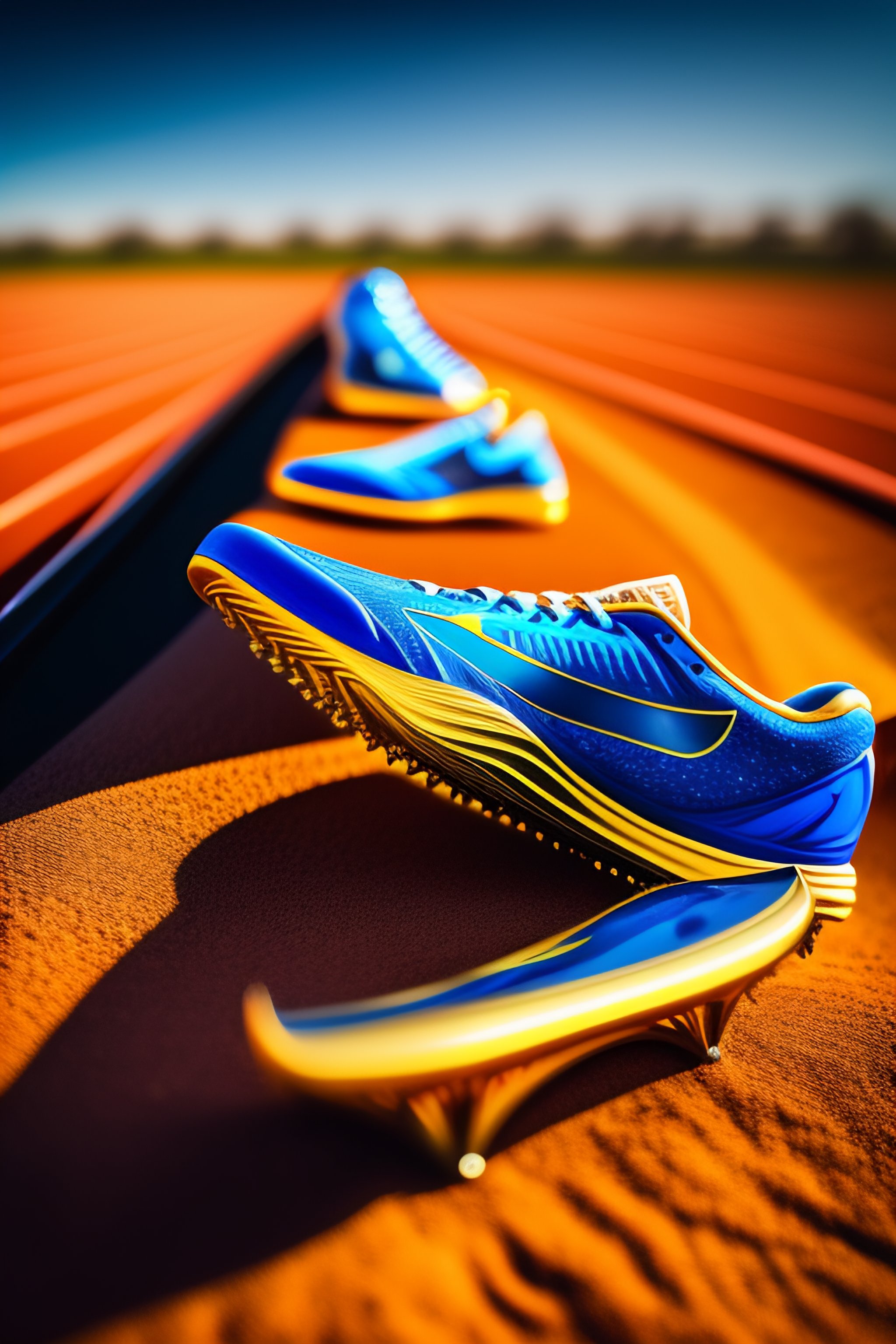 Orange and shop blue track spikes