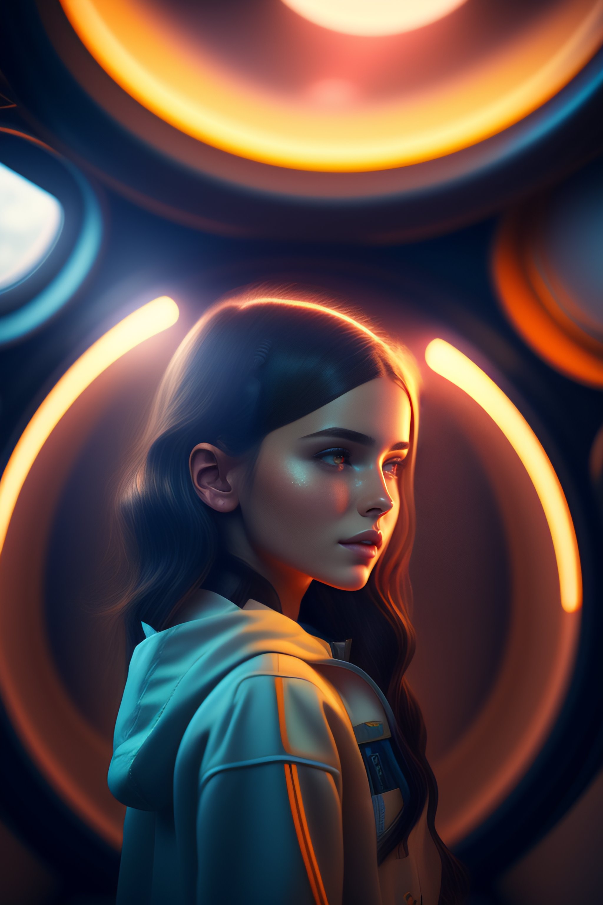 Lexica - A girl inside a spaceship, unreal engine cozy indoor lighting ...