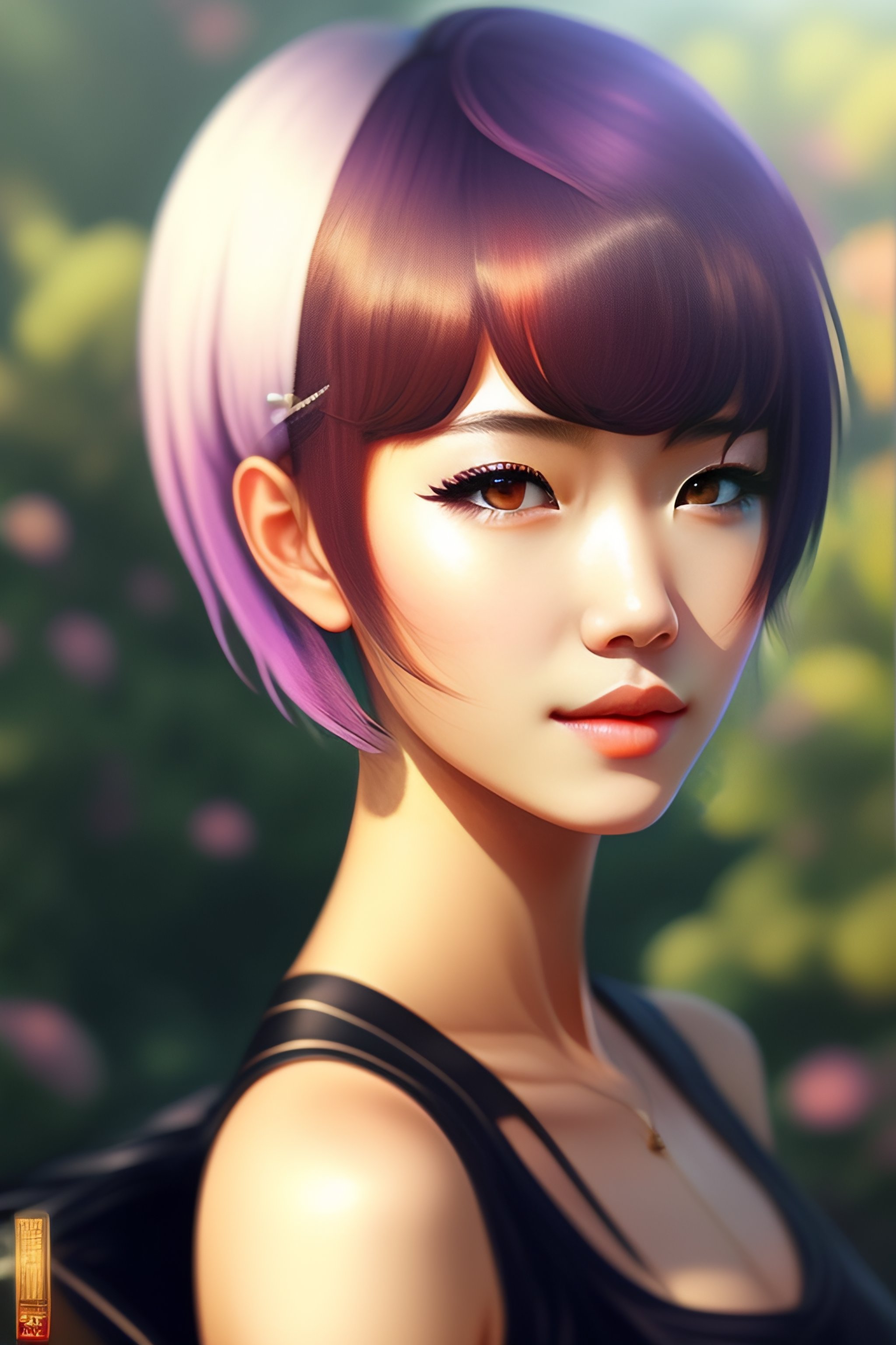 Lexica - PORTRAIT OF ANIME GIRL WITH SHORT HAIR