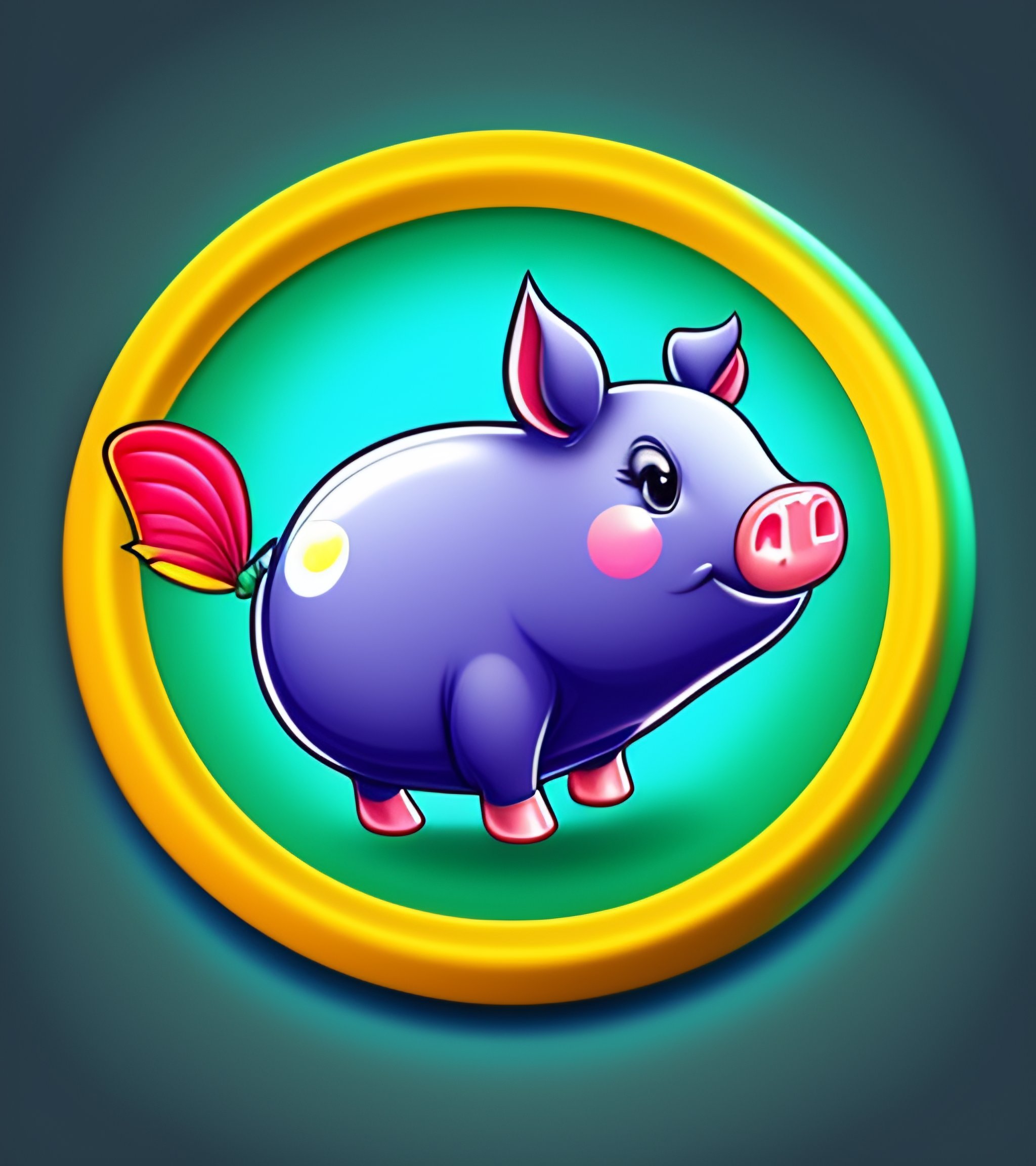 Lexica Cute flying pig with wings, gambling at casino , cartoon logo