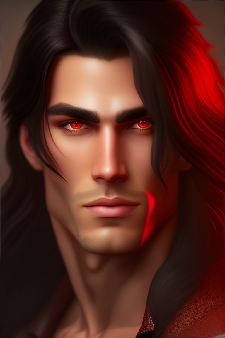 Lexica - A handsome guy with sharp facial features, long black hair and ...