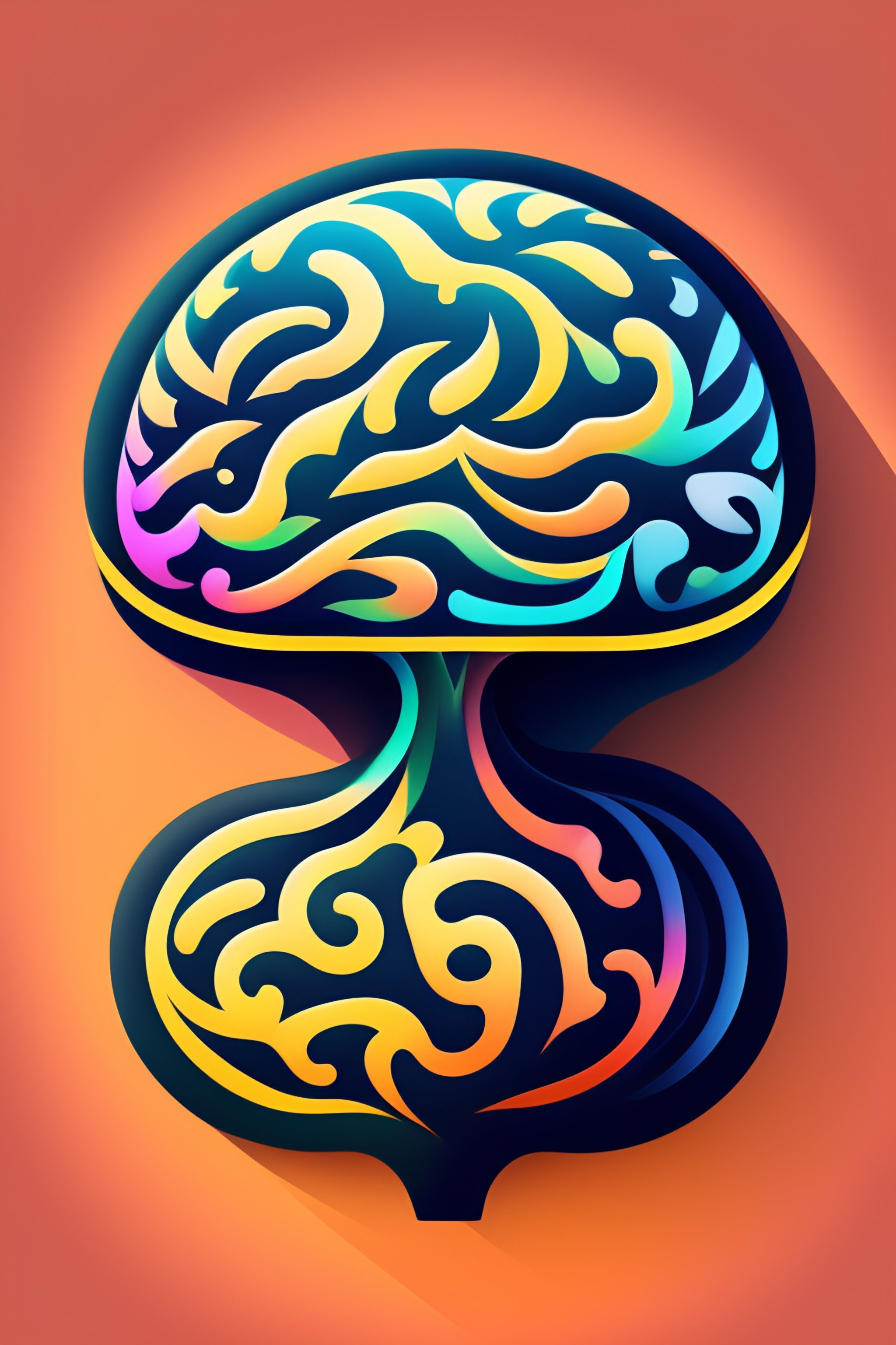 Lexica - Beautiful illustration of a stylized brain, symmetric ...