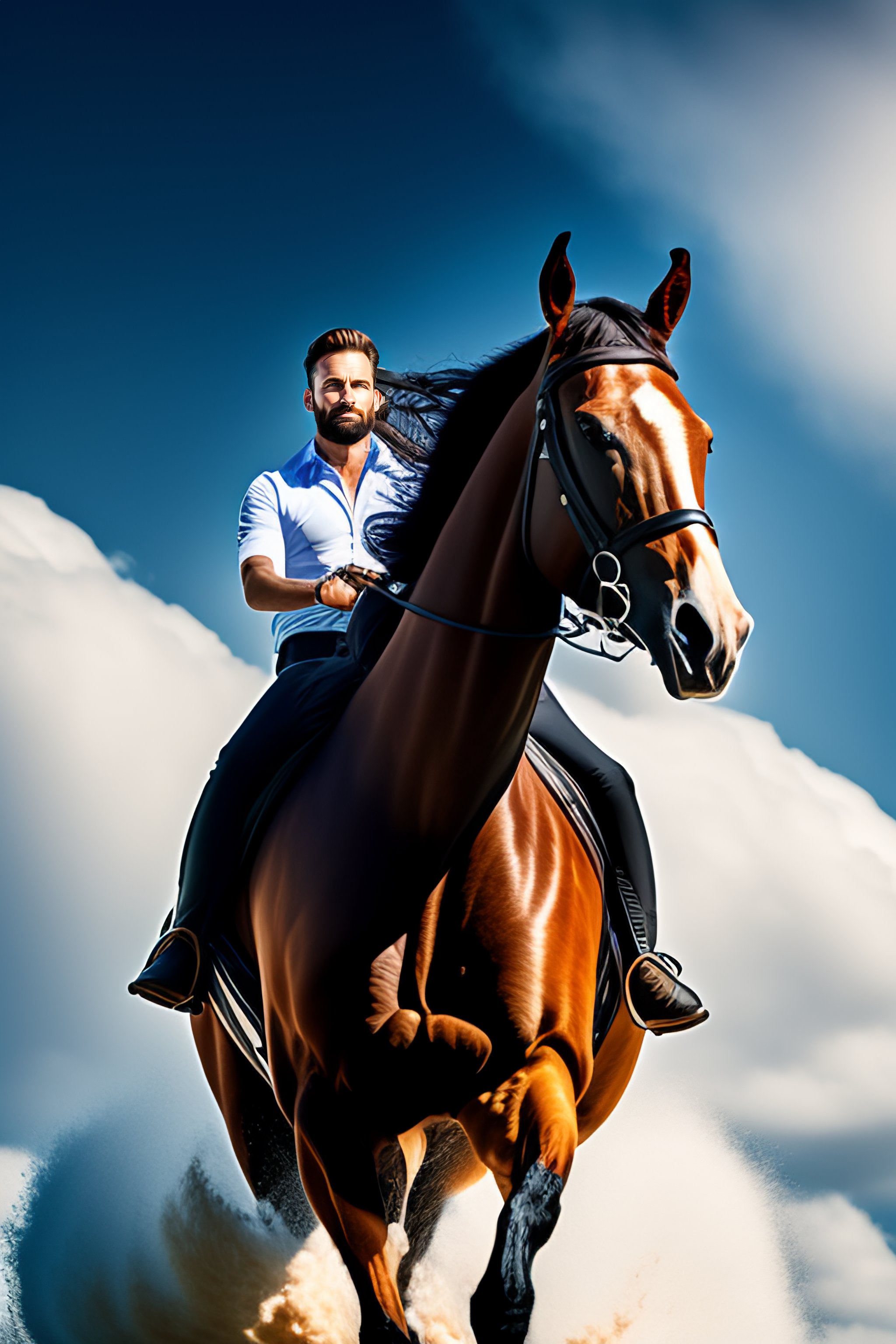 Lexica - Man riding a horse with wings fying into a big white door in ...