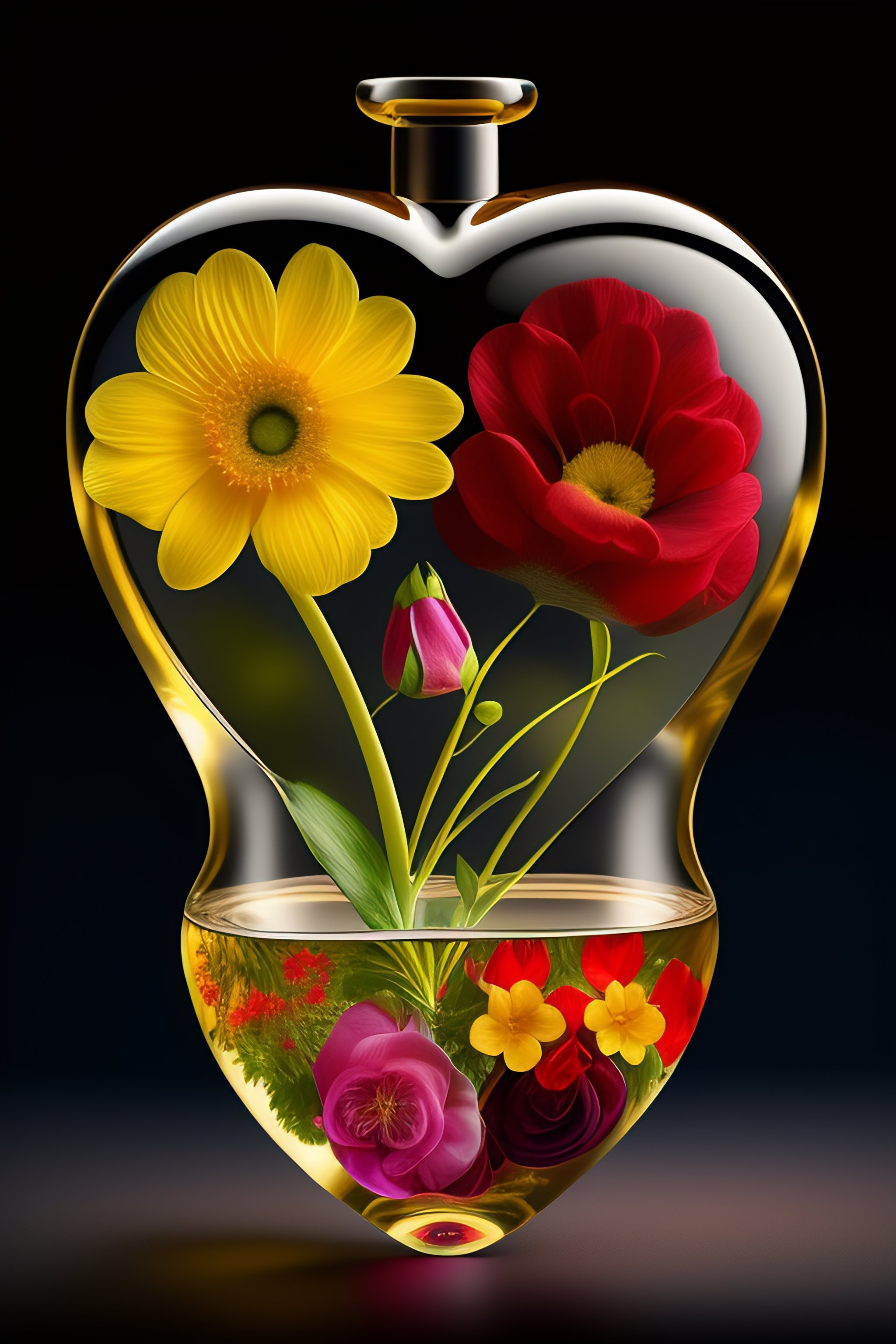 Lexica Flowers encased in an anatomical glass heart