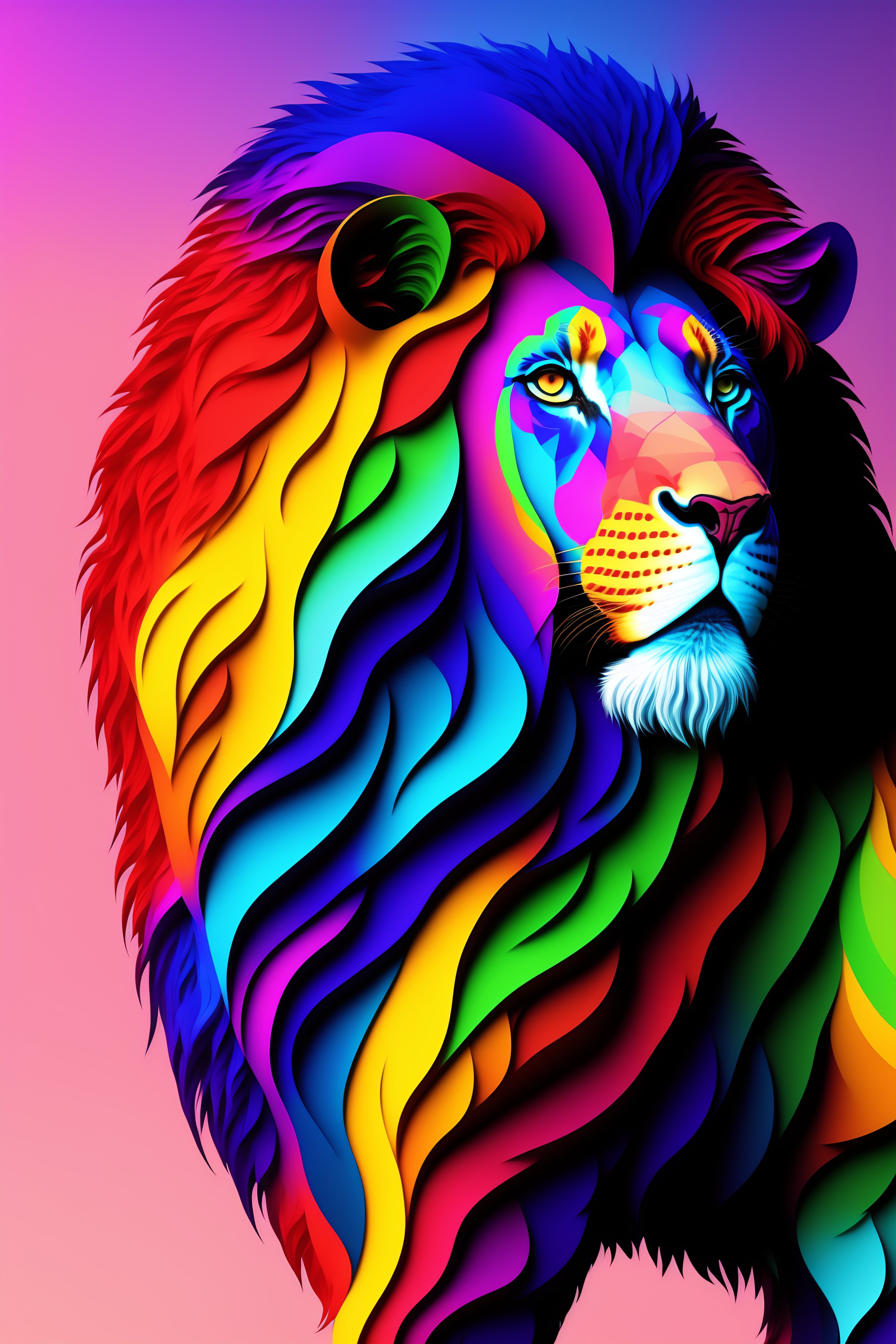 Lexica - Colored lion in 2d polygon figures