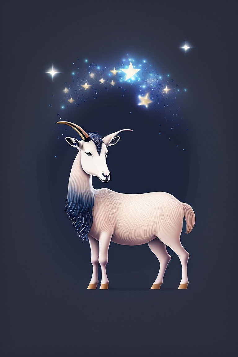 Lexica Goat With Fish Tail Surrounded By Stars Black And White