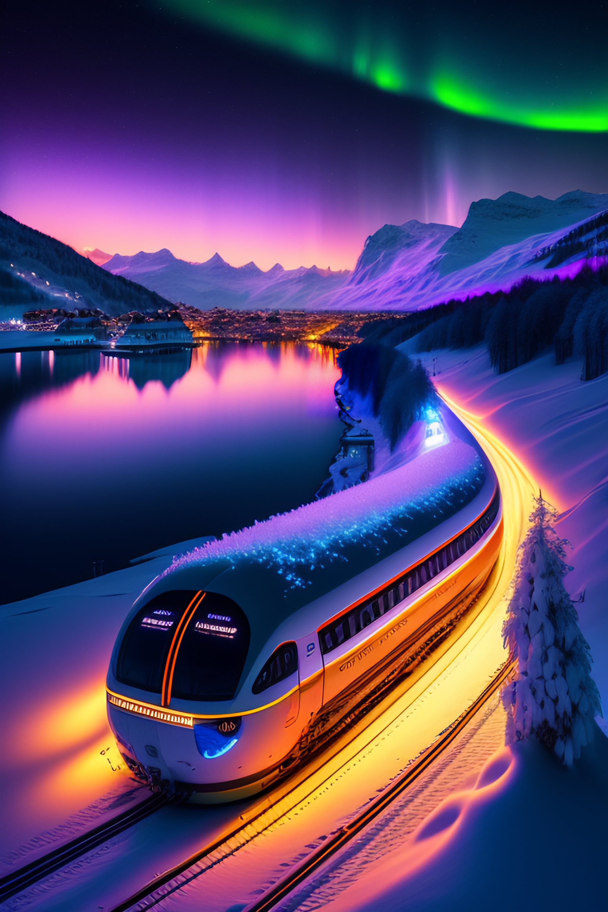 Lexica - The thick snow covered swiss town , the sky is starry , the ...