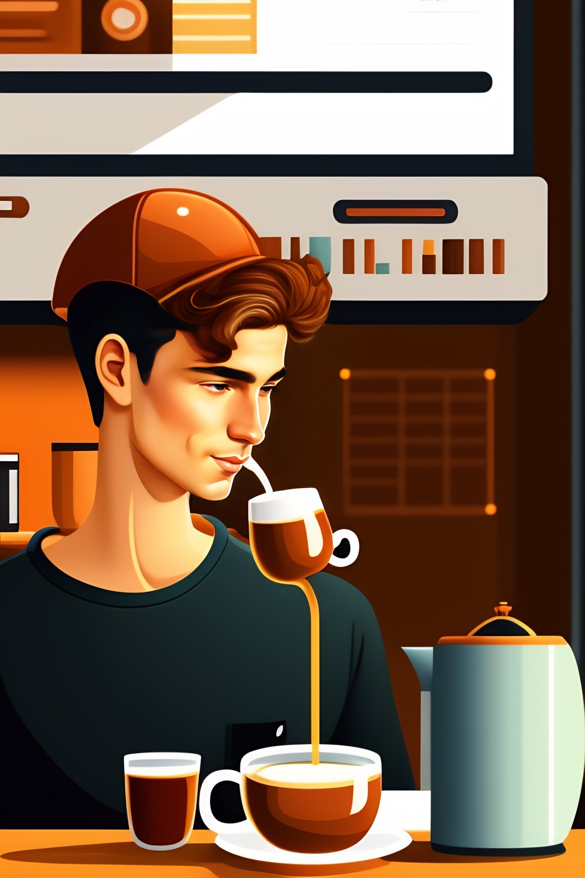 Lexica - Coder with coffee mug illustration