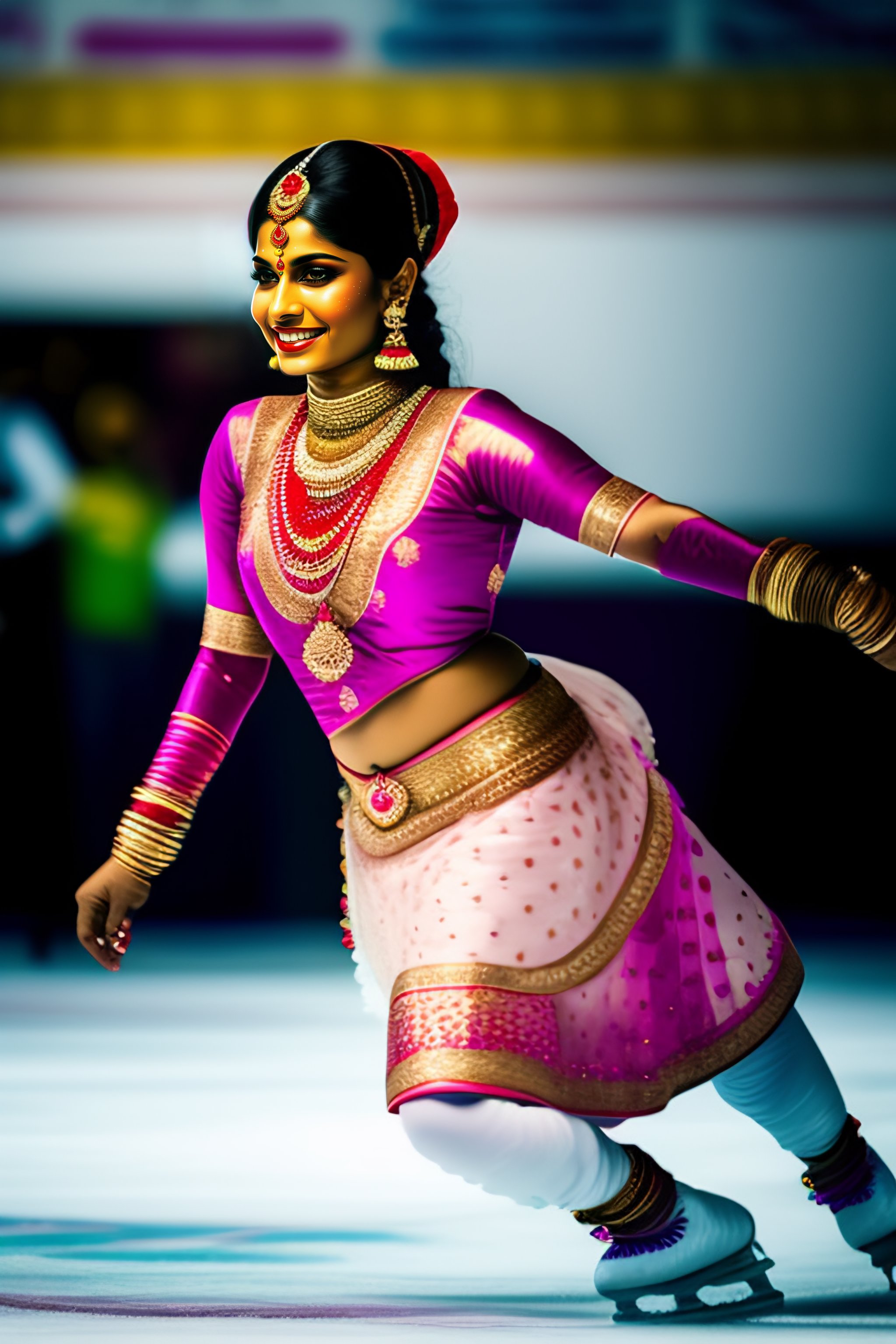 Lexica Indian Hindu Punjabi female wearing traditional dress skating