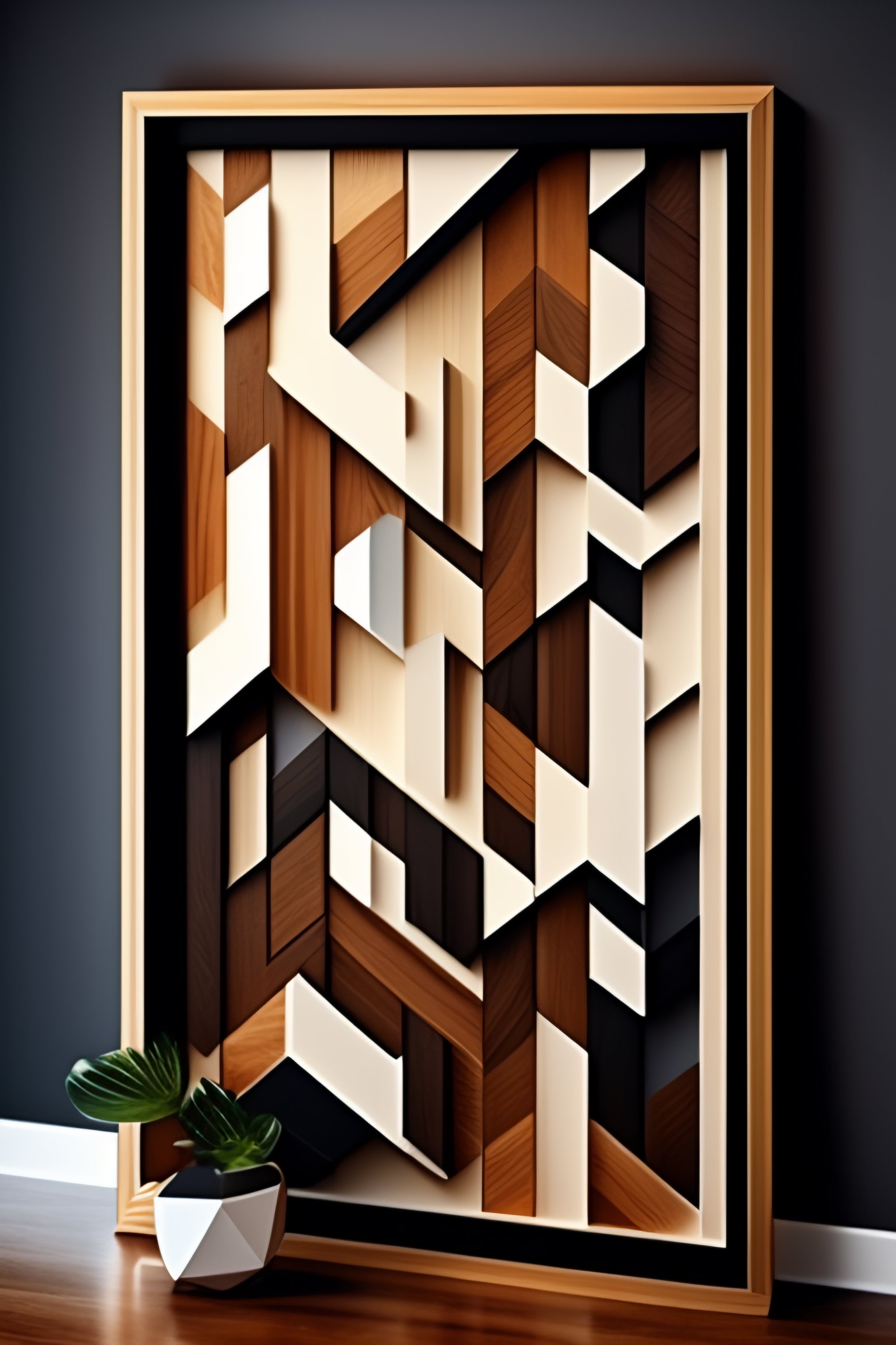 Lexica Create design of a geometric wood wall art