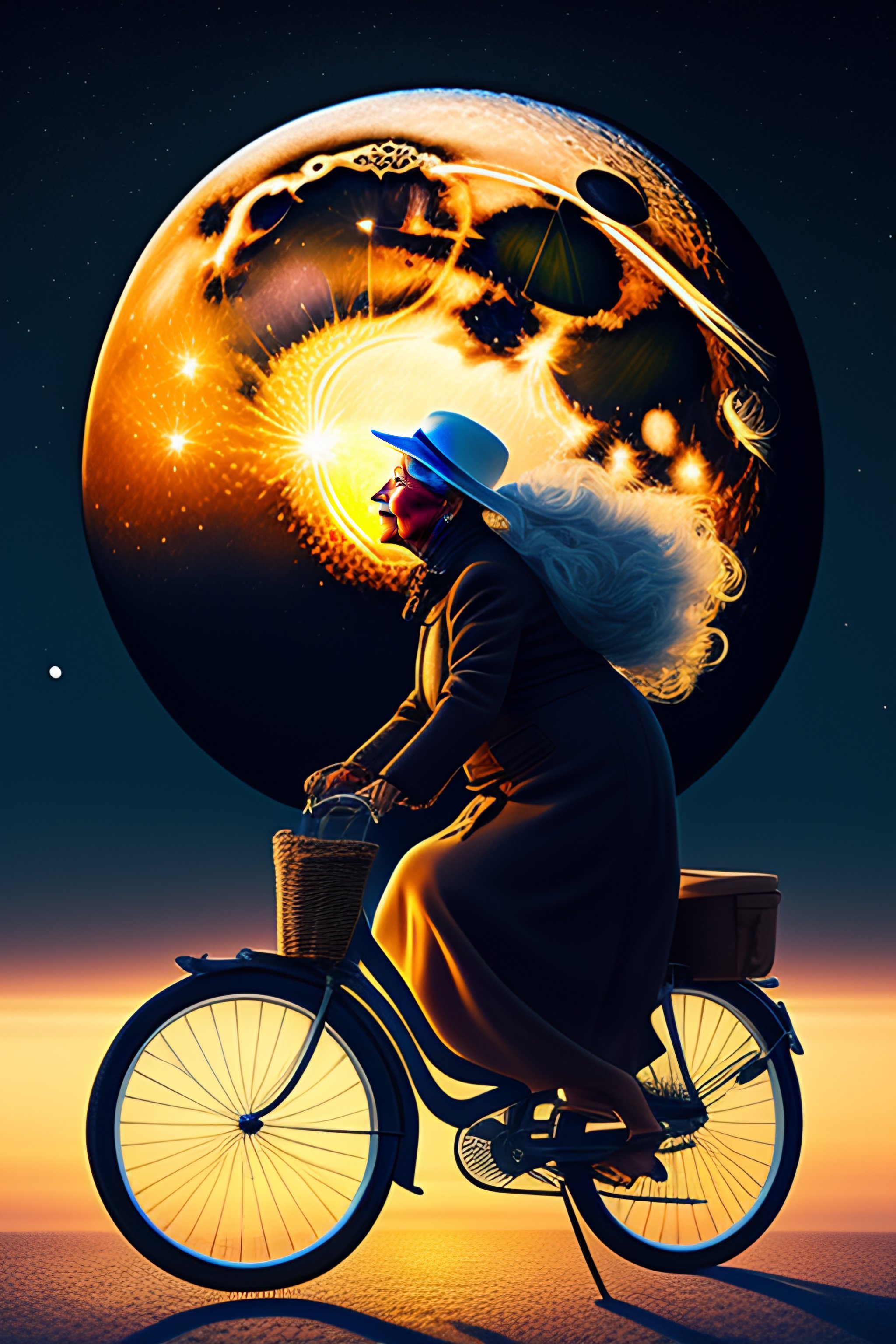 old woman riding