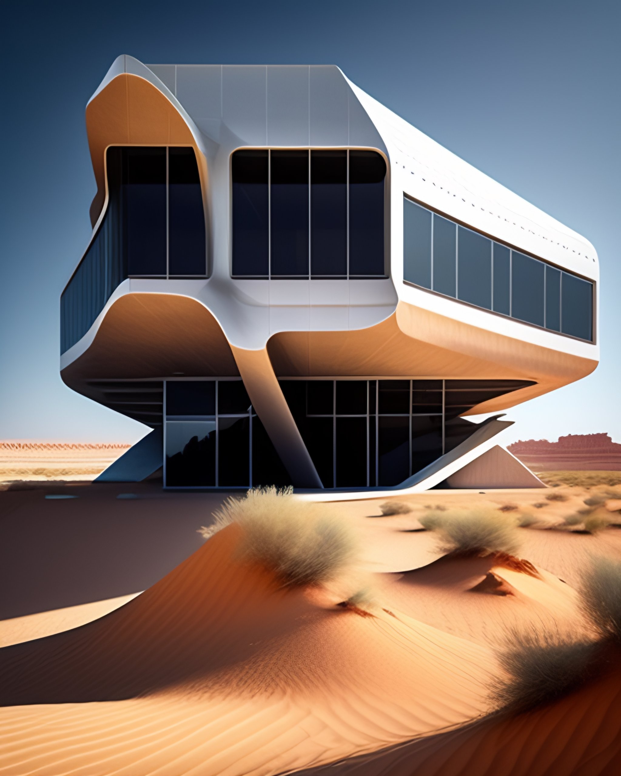 Lexica - The building in the desert, Zaha Hadid's work, is made of ...