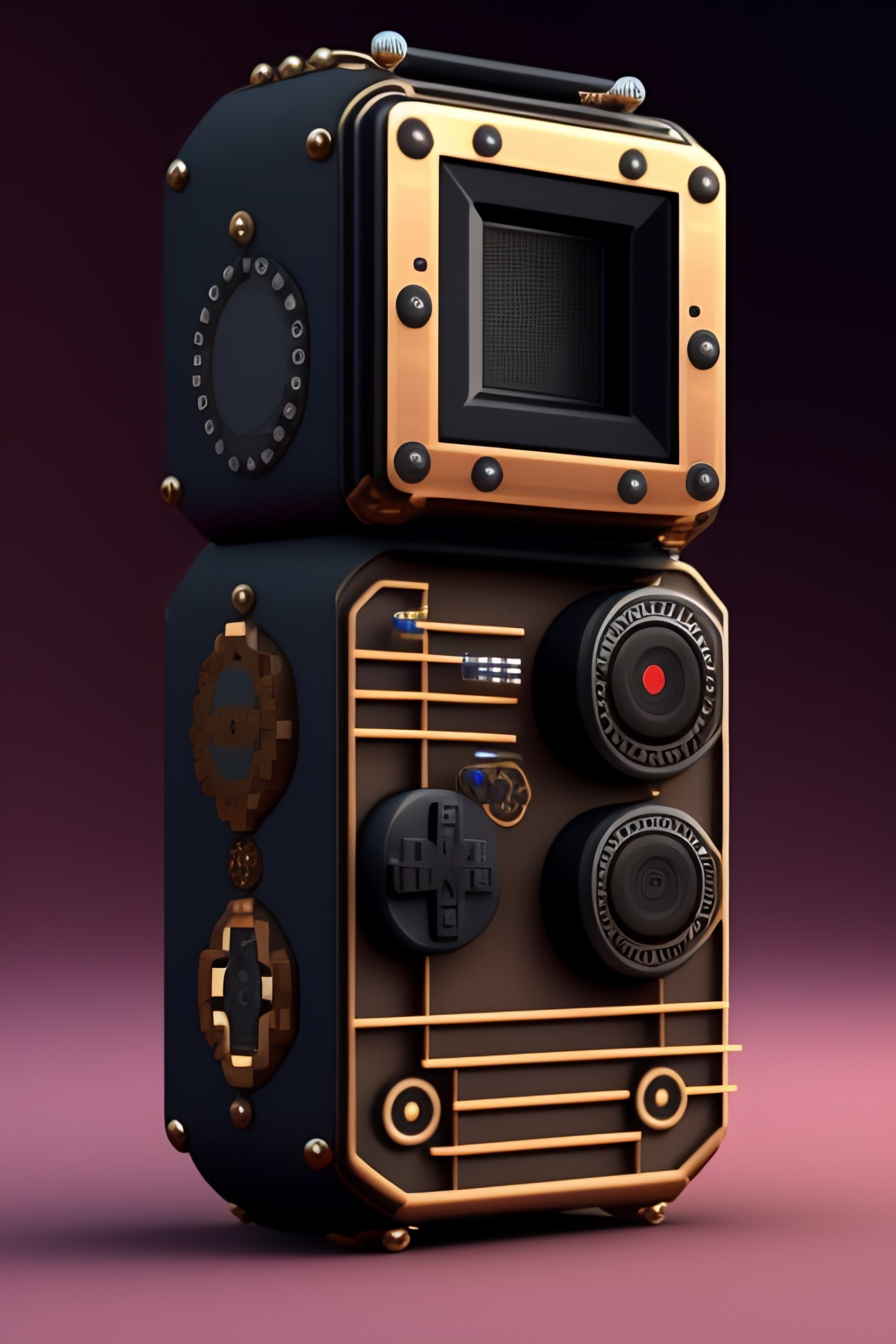 Lexica - C4D render of a steampunk game boy with mechanical gears ...