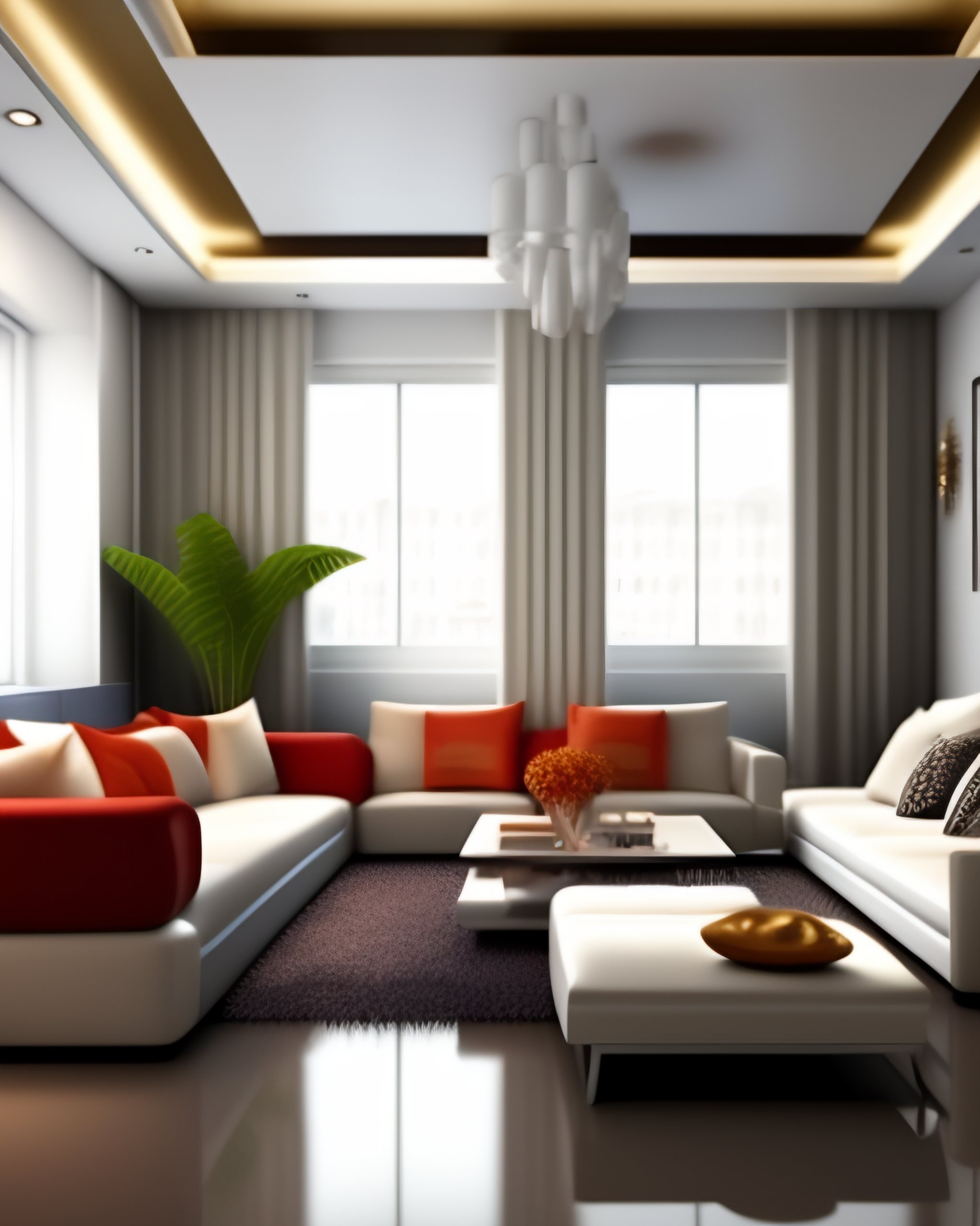 Lexica - White colour interior, modular, living room, indian