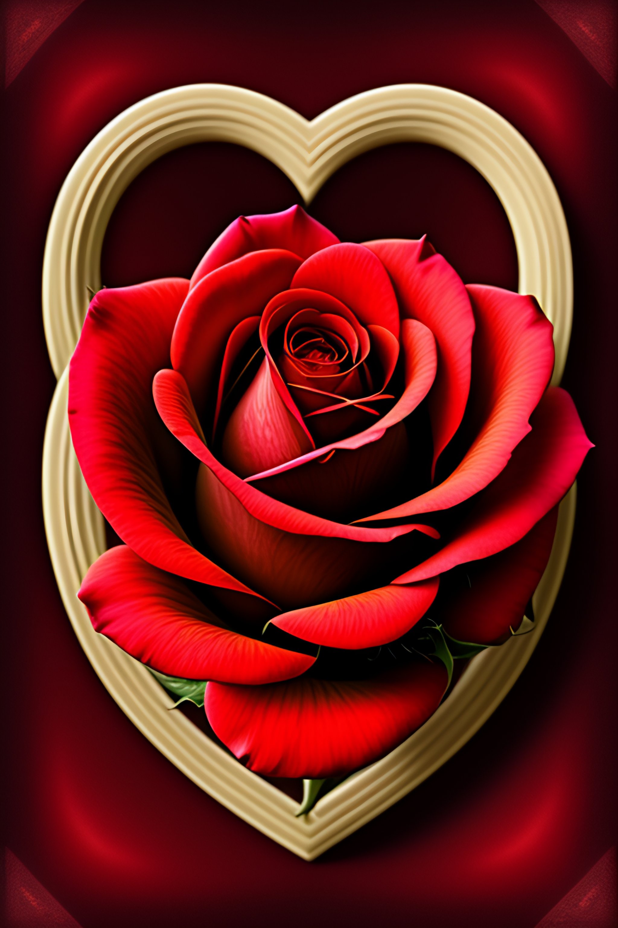 Lexica The red rose a symbol of love, heart, within a circular frame