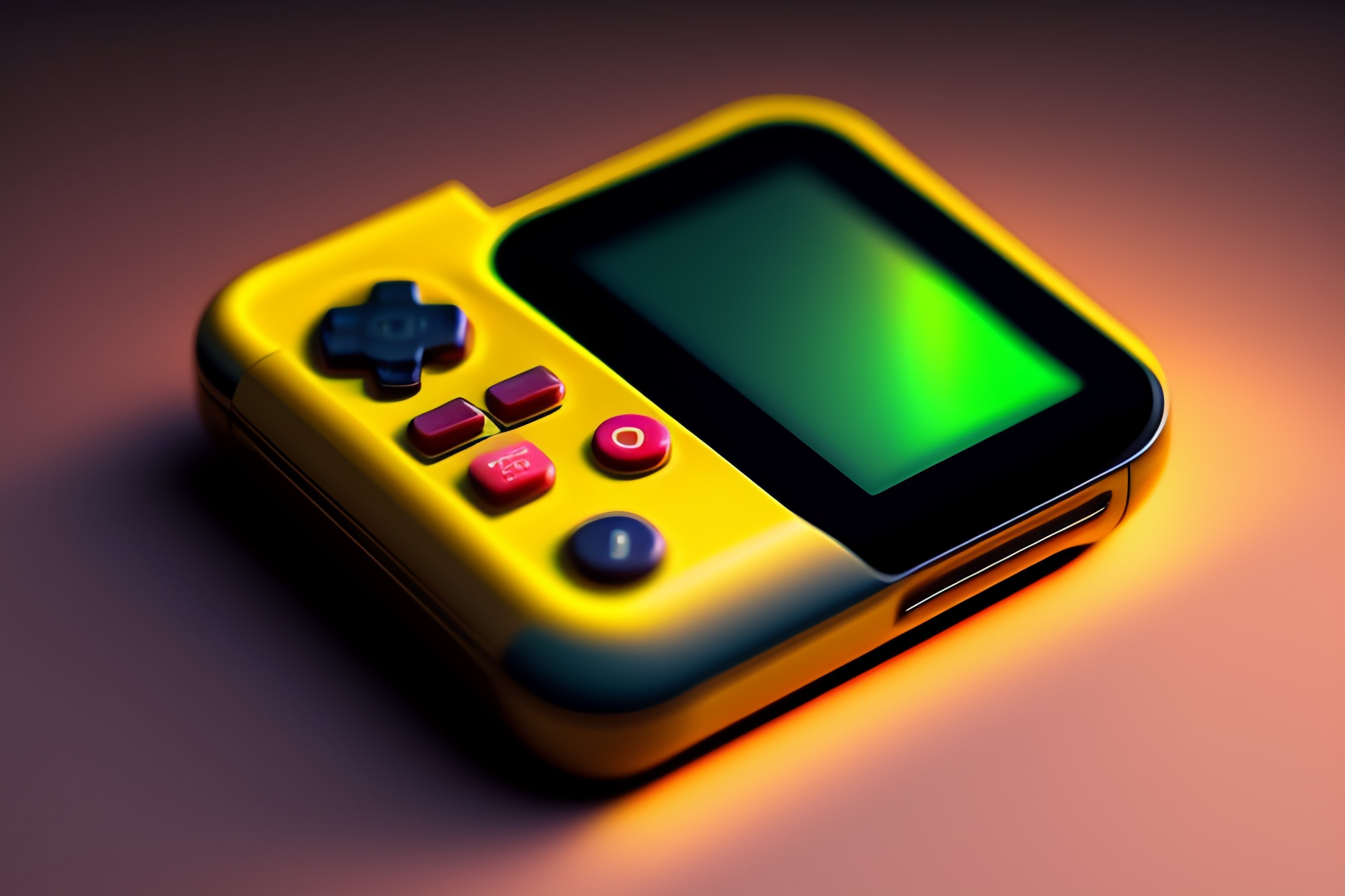 Lexica - A square Ios app icon design of a skeuomorphic gameboy, front view