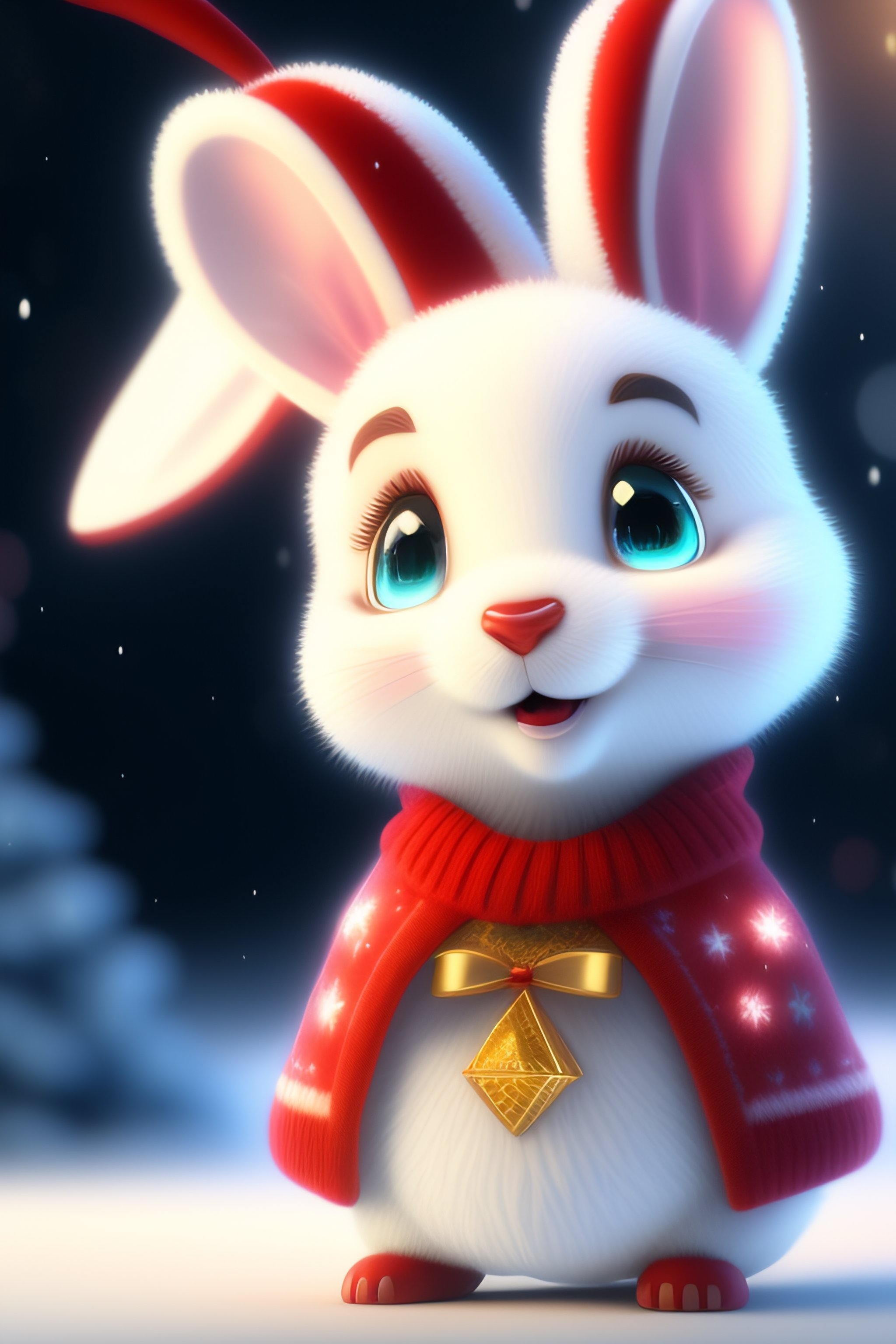 Lexica - Pixar style,a super cute and happy white fairy rabbit ,Singing ...
