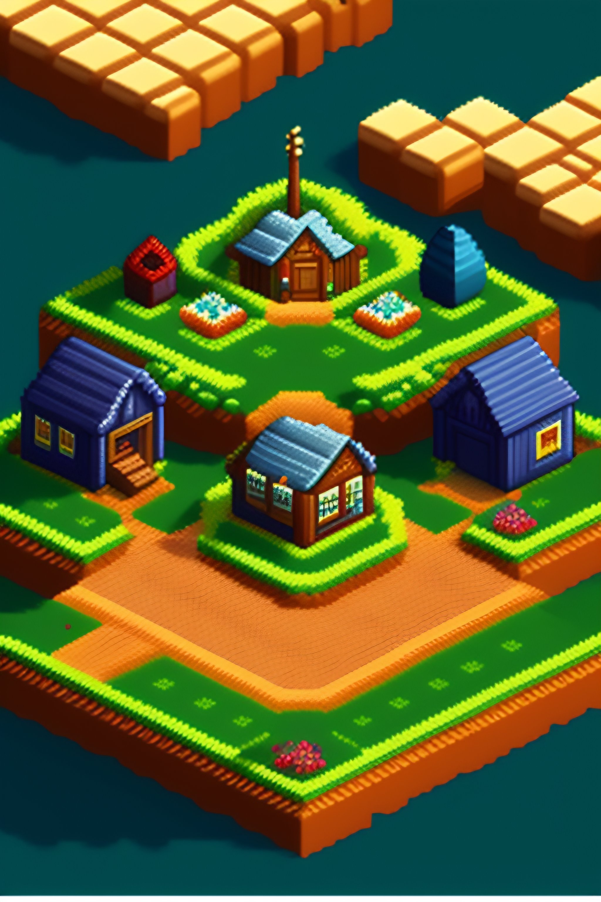 Lexica - Isomorphic pixel art farmville