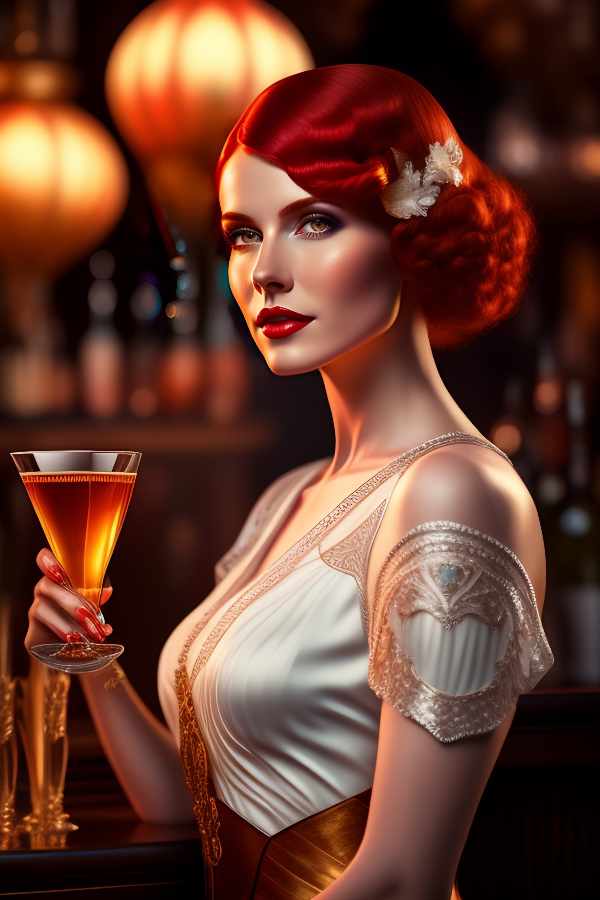 Lexica - A young sophisticated drinking white woman with reddish hair ...
