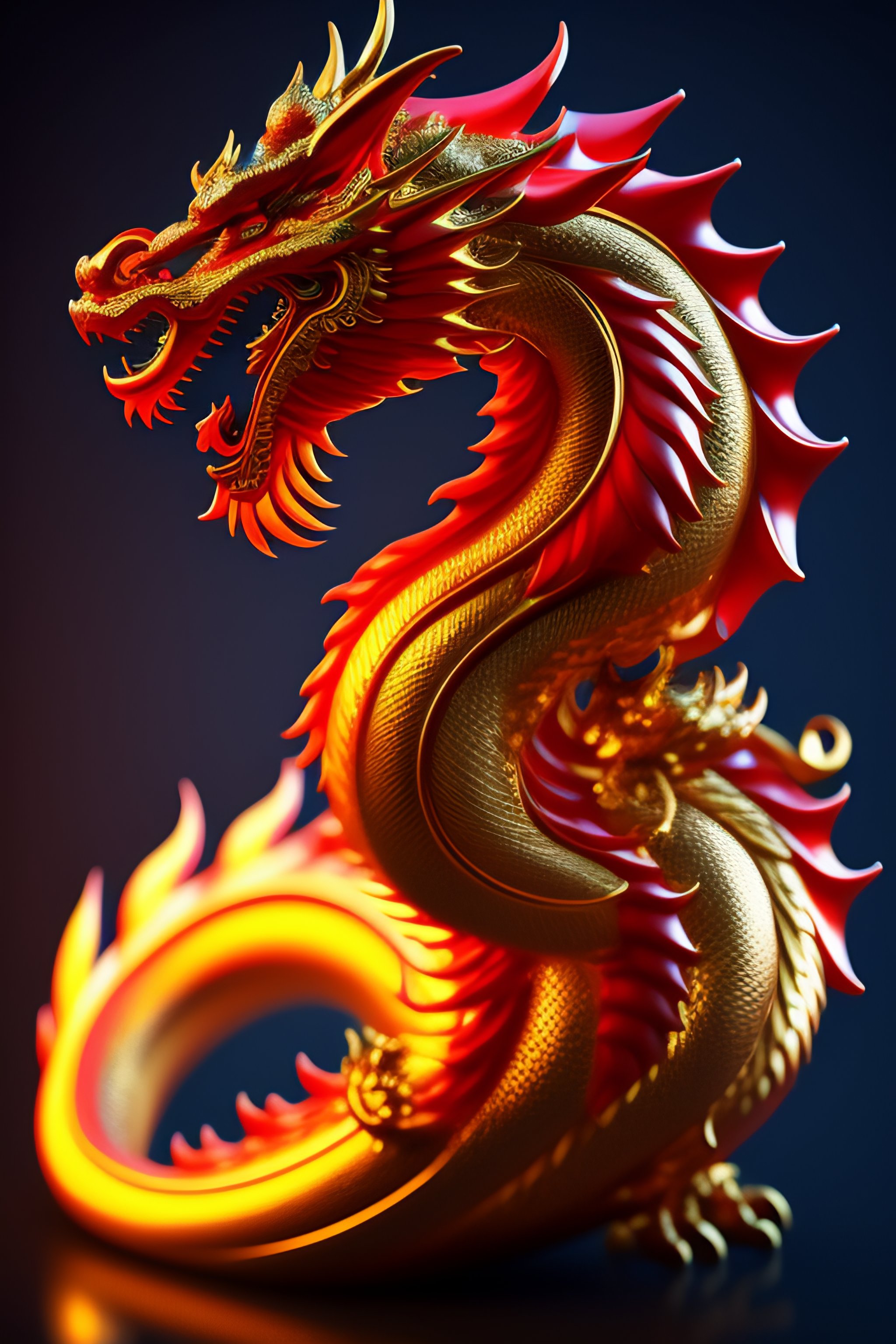 Lexica - A Chinese dragon coiling around itself , HDR, Ultra High ...