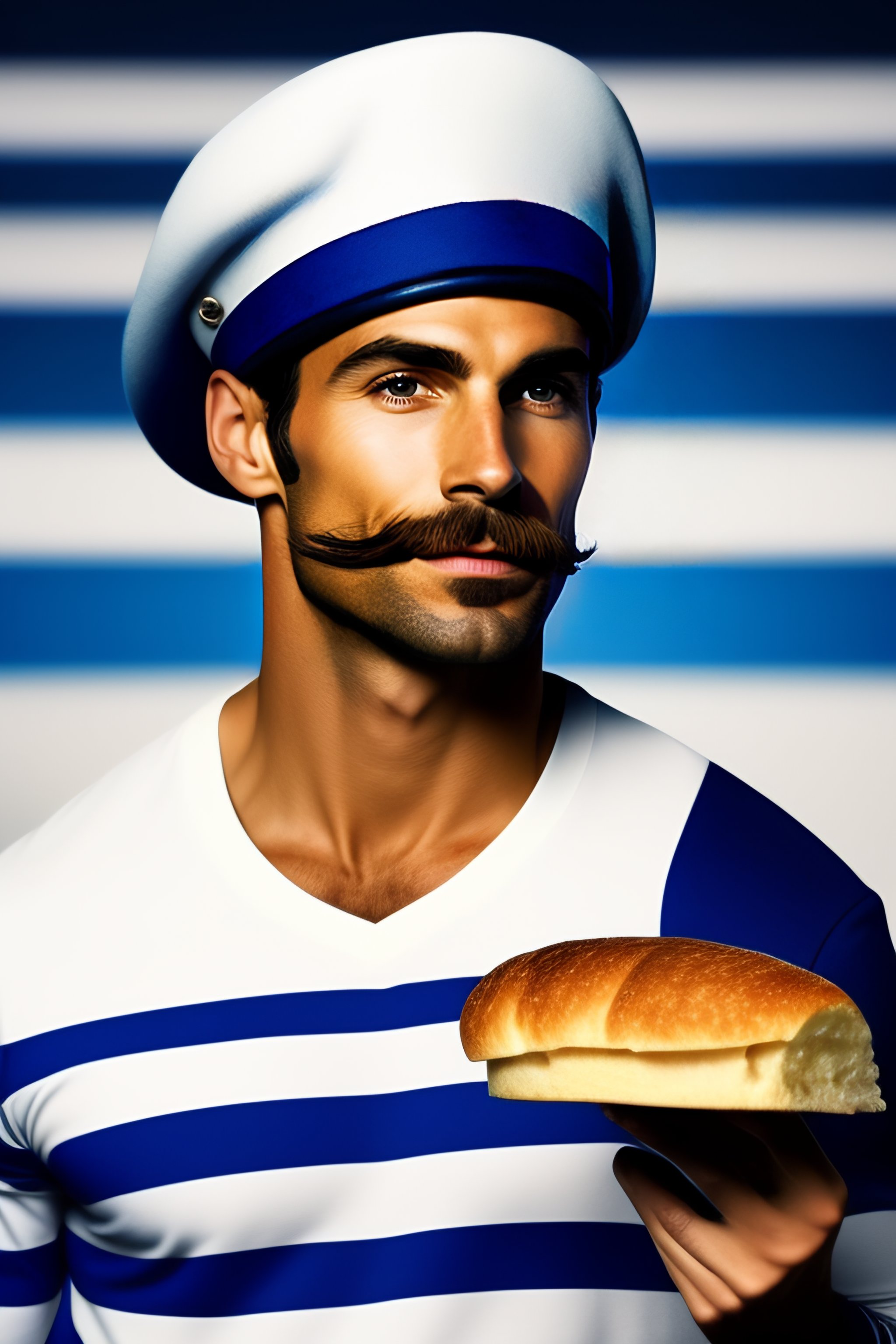 Lexica - Frenchman with beret and blue and white striped long-sleeved T ...