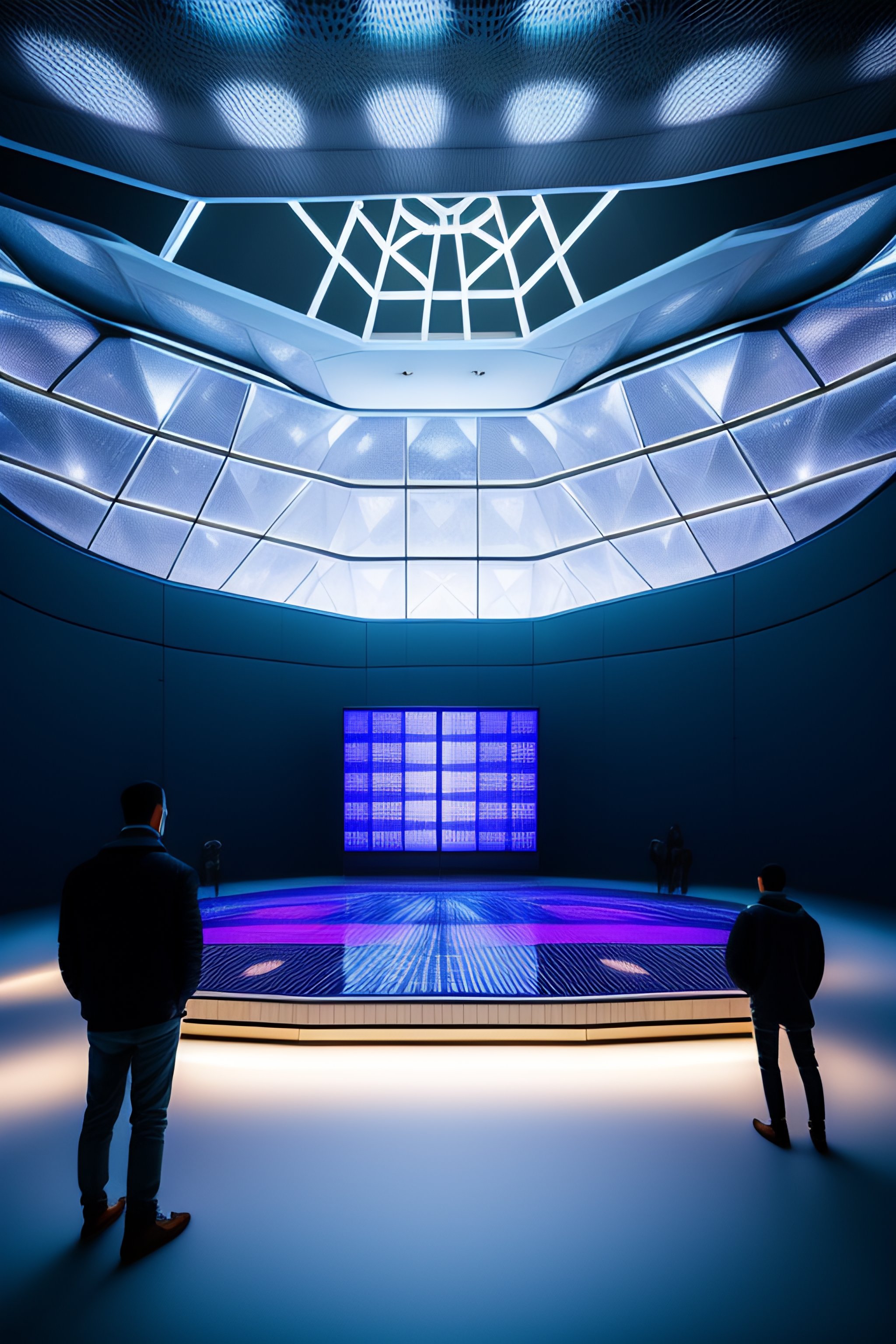 Lexica - Interior shot inside a cone made of metal lattice structure ...