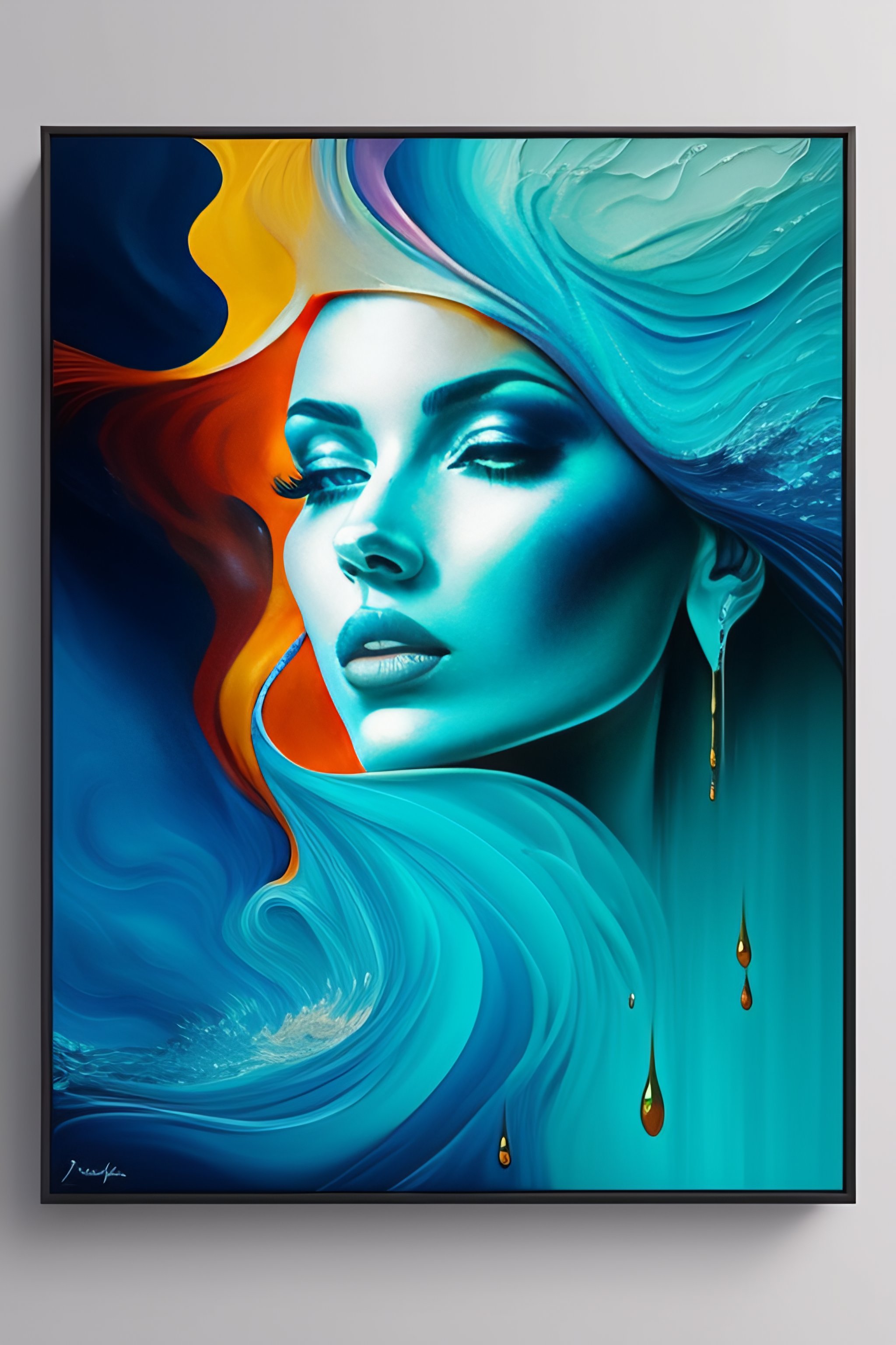 Lexica Abstract multiple layers of turquoise and blue shades paint