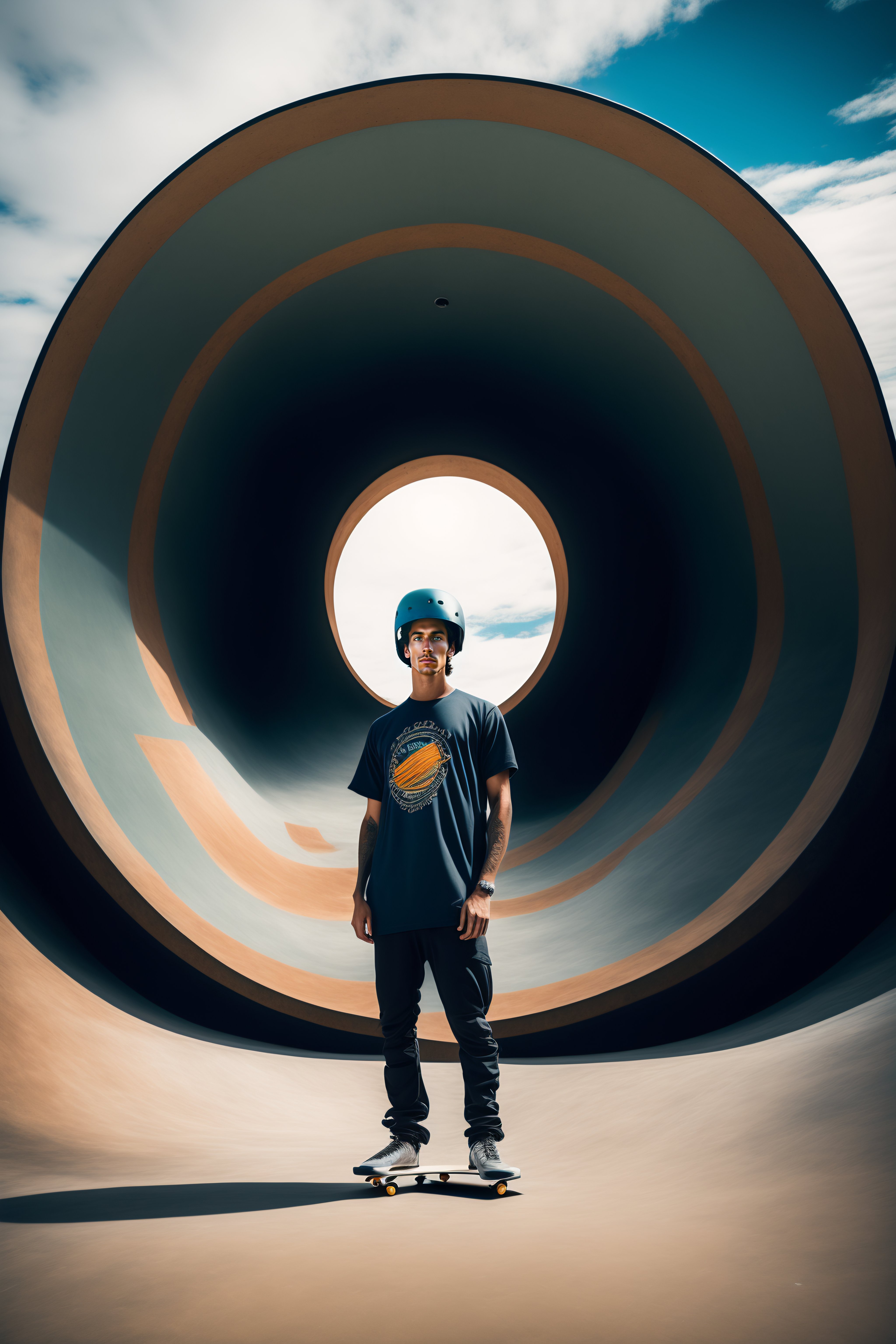 Lexica Portrait of a skateboarder in front of a halfpipe