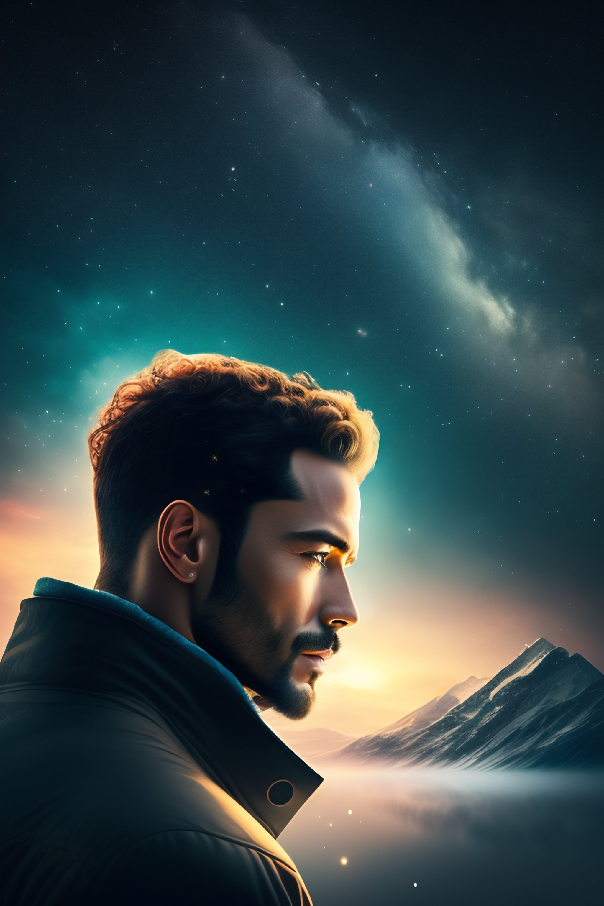 Lexica - A man with a bow looks at the stars looks at the stars