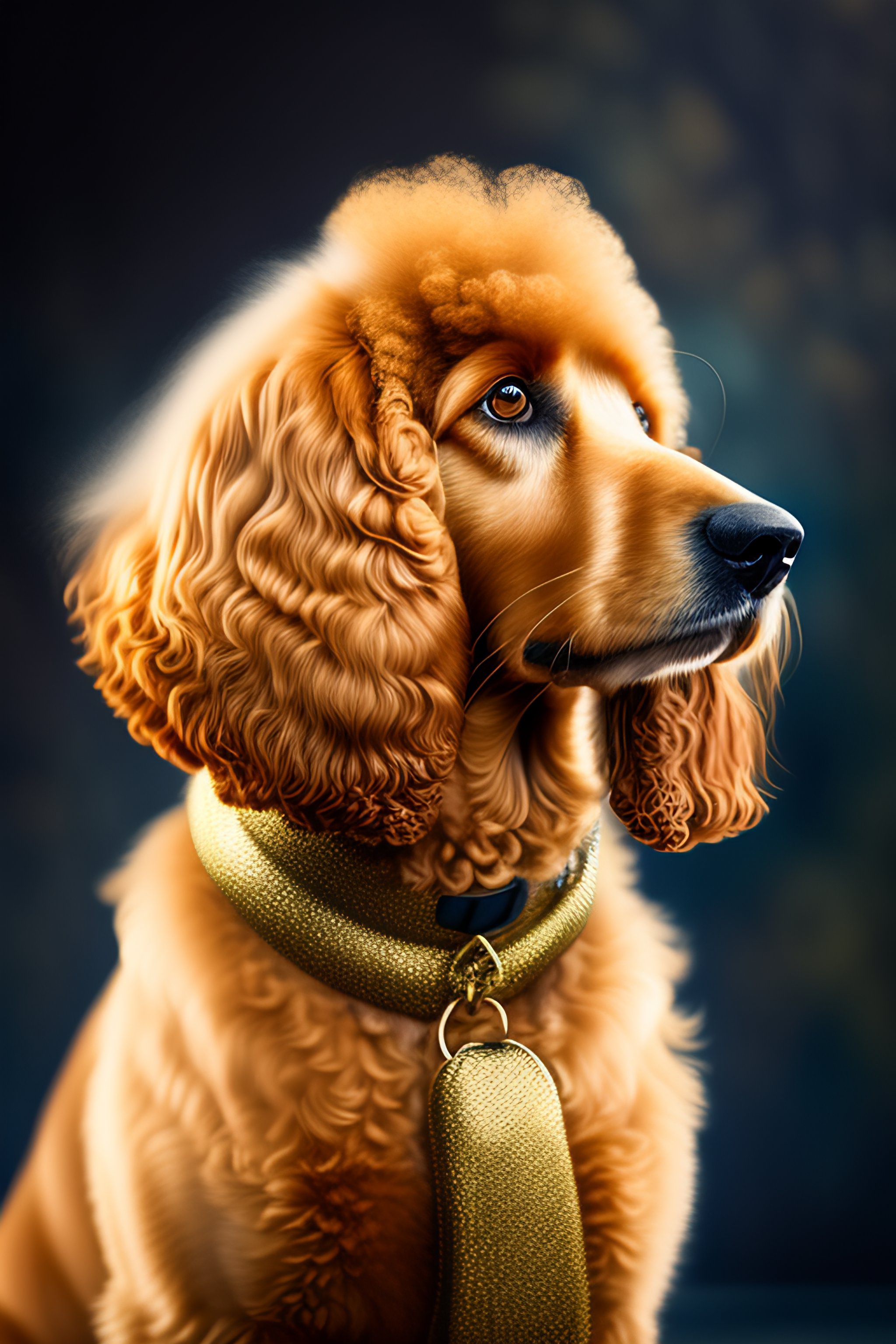 Lexica - Portrait of golden cockapoo dog with more poodle curls