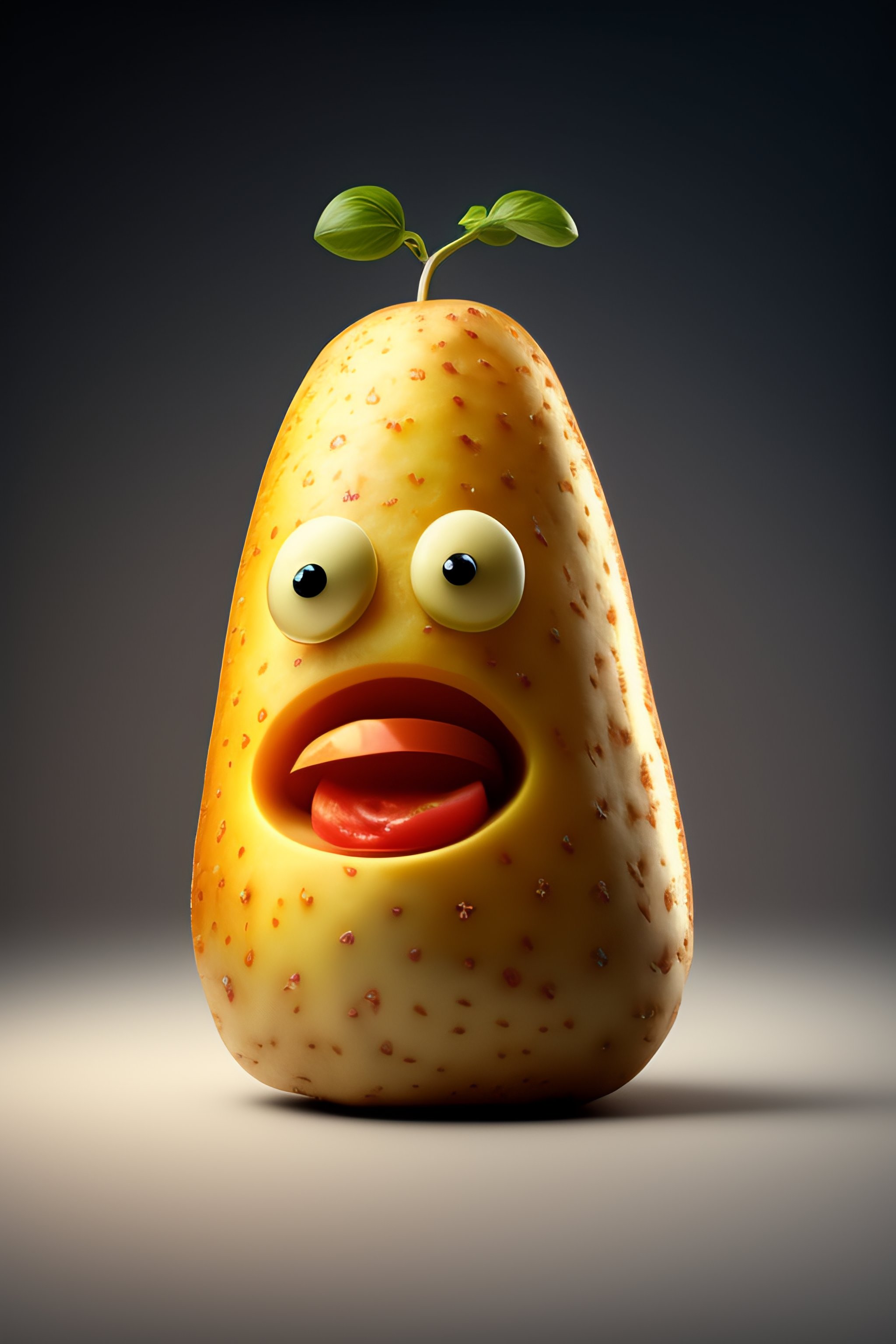Lexica - Angry potato with face and arms wearing guns front