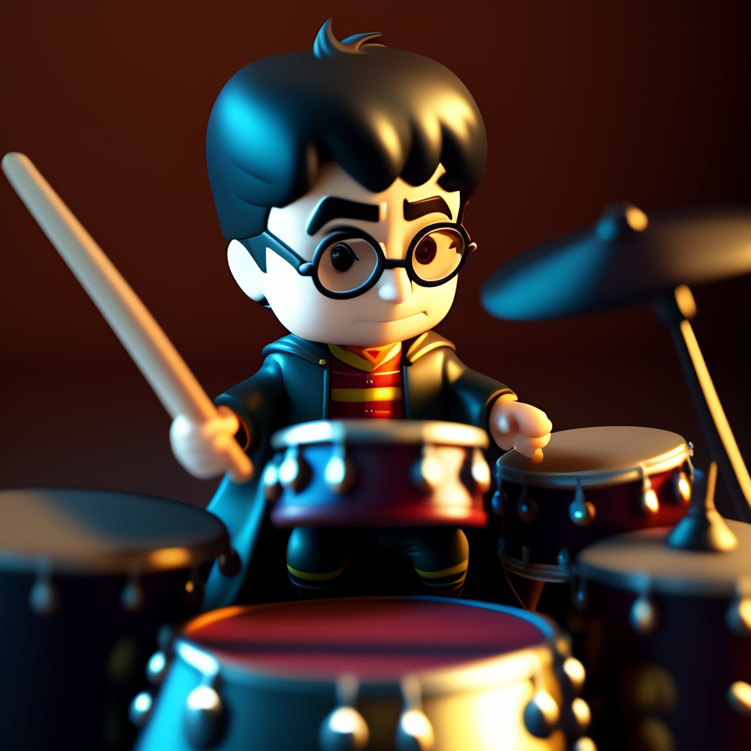 Lexica Harry potter playing drums funko realistic 3d render q 5