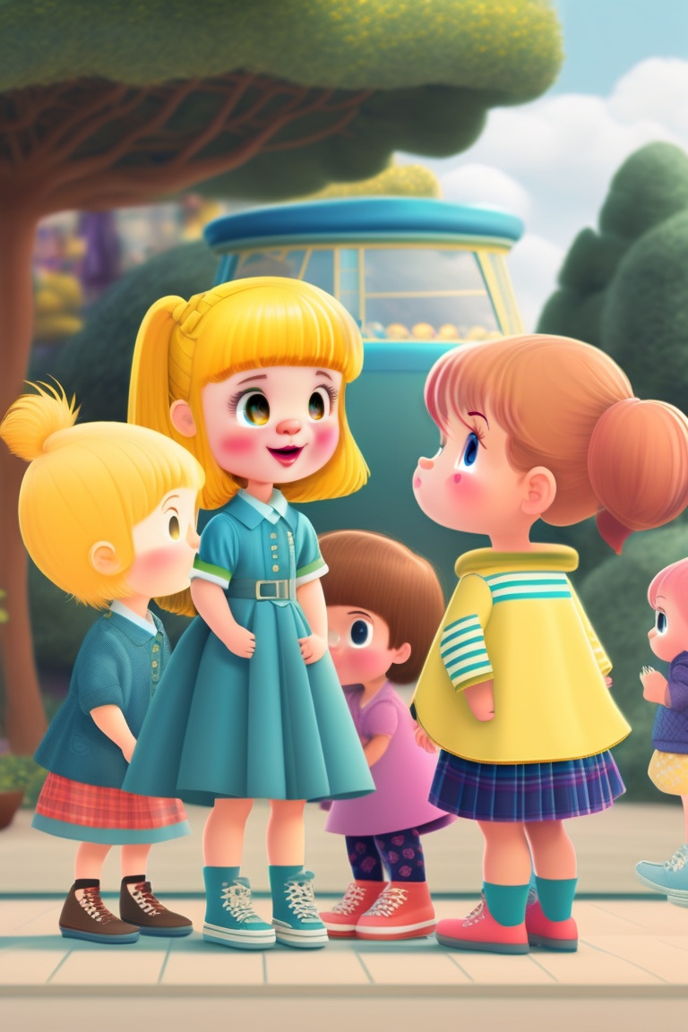Lexica - Group of small girls talking to eachother in the playground ...