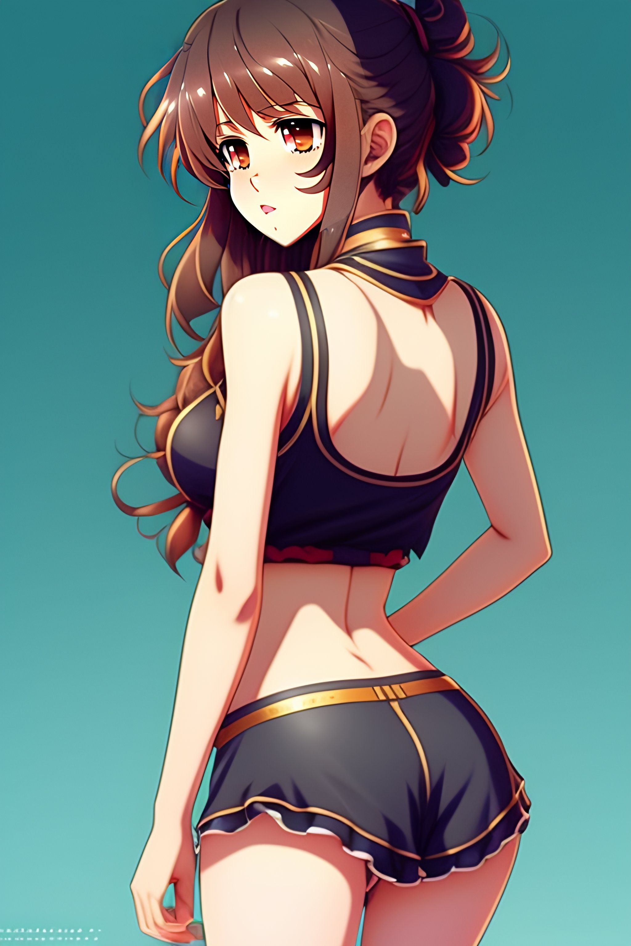Lexica Anime style, cute anime girl, 19 years old, back view, medium