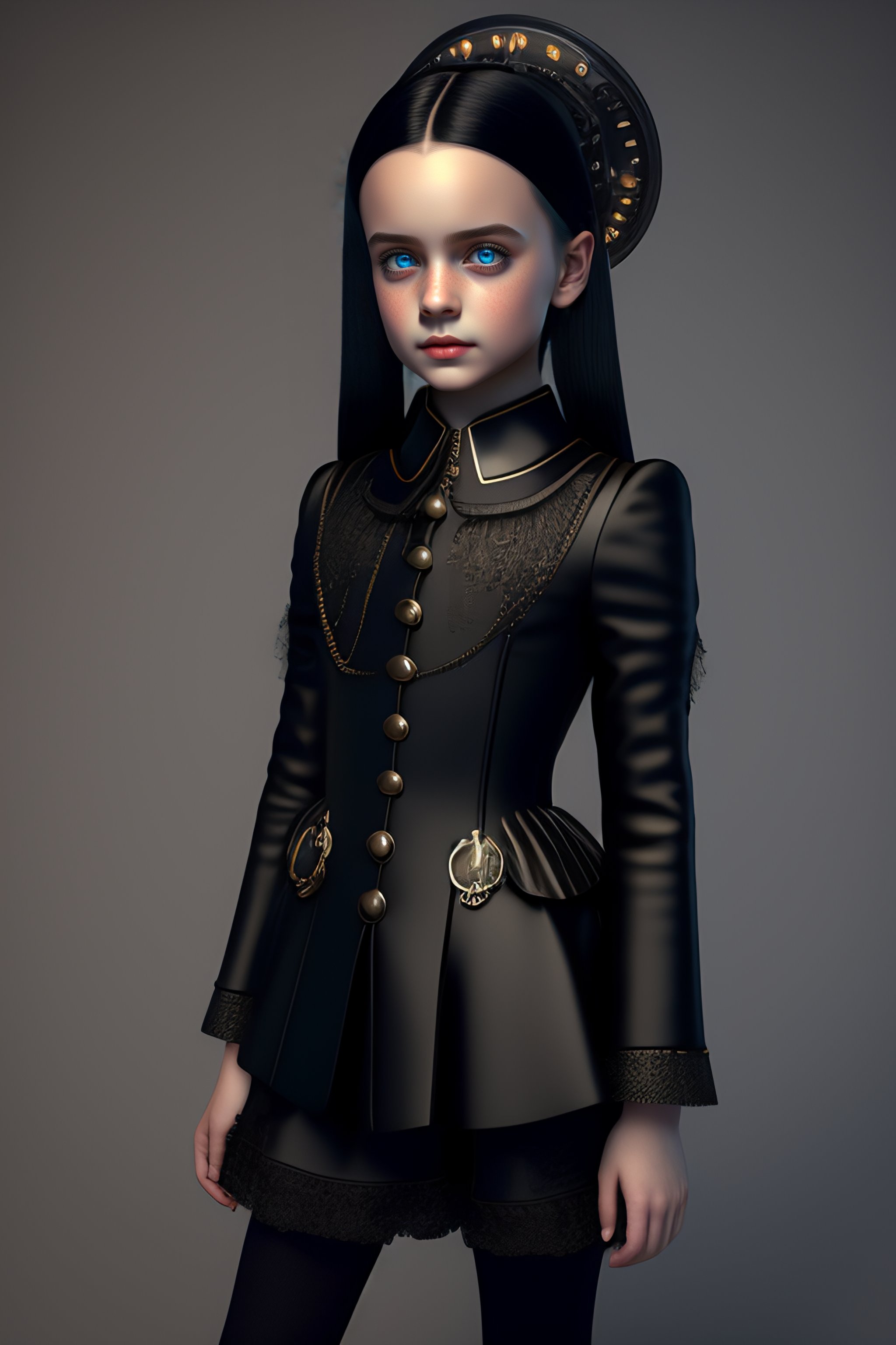Lexica - Young Wednesday Addams stunning cyberpunk steampunk realistic ...